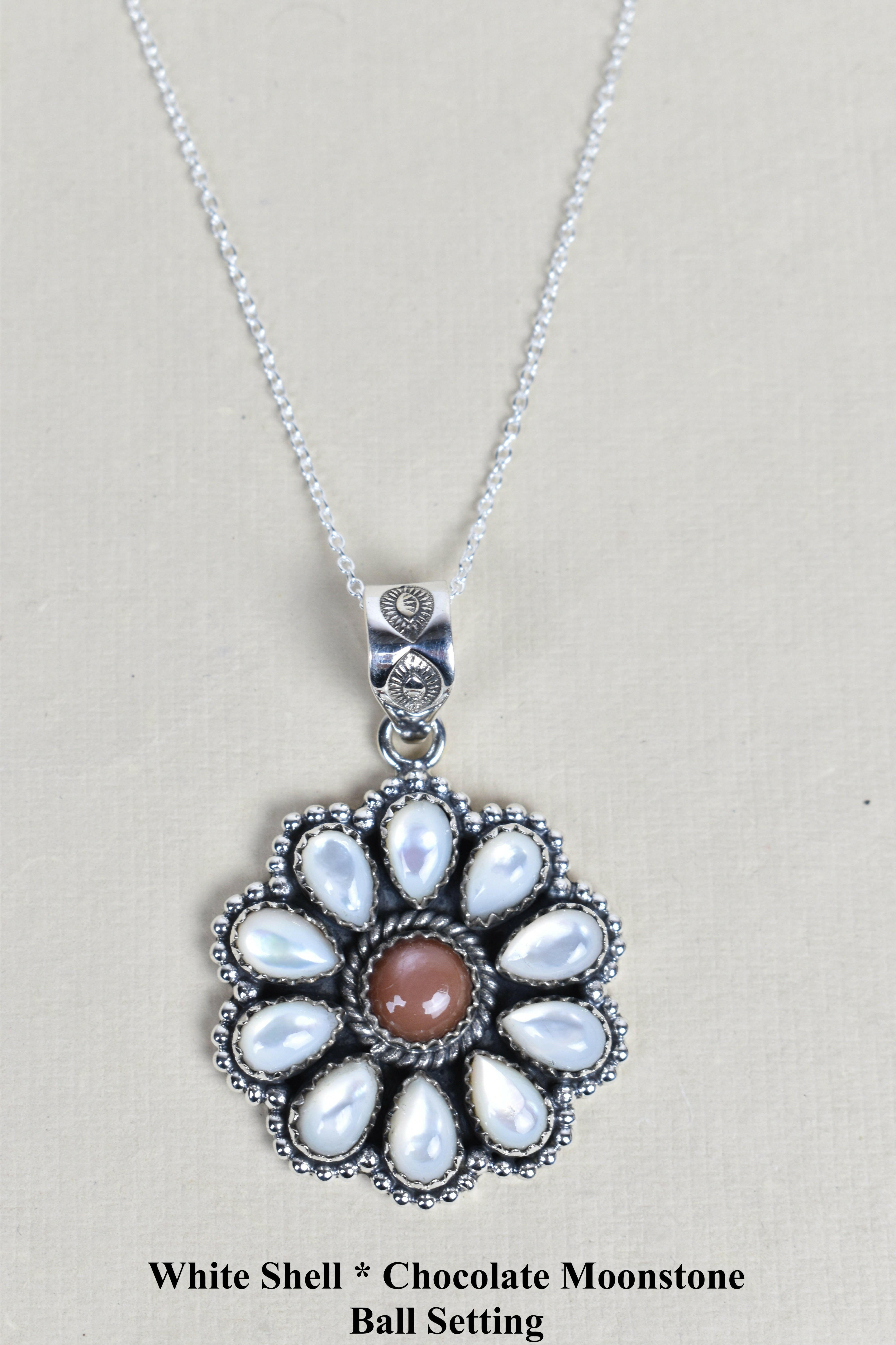 Daisy Days Sterling Silver & Stone Cluster Necklaces-Pendant Necklaces-Krush Kandy, Women's Online Fashion Boutique Located in Phoenix, Arizona (Scottsdale Area)