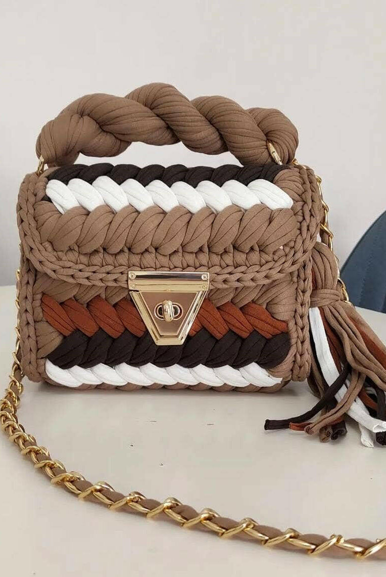 Caramel Knots Handmade Crochet Purse-handbags-Krush Kandy, Women's Online Fashion Boutique Located in Phoenix, Arizona (Scottsdale Area)
