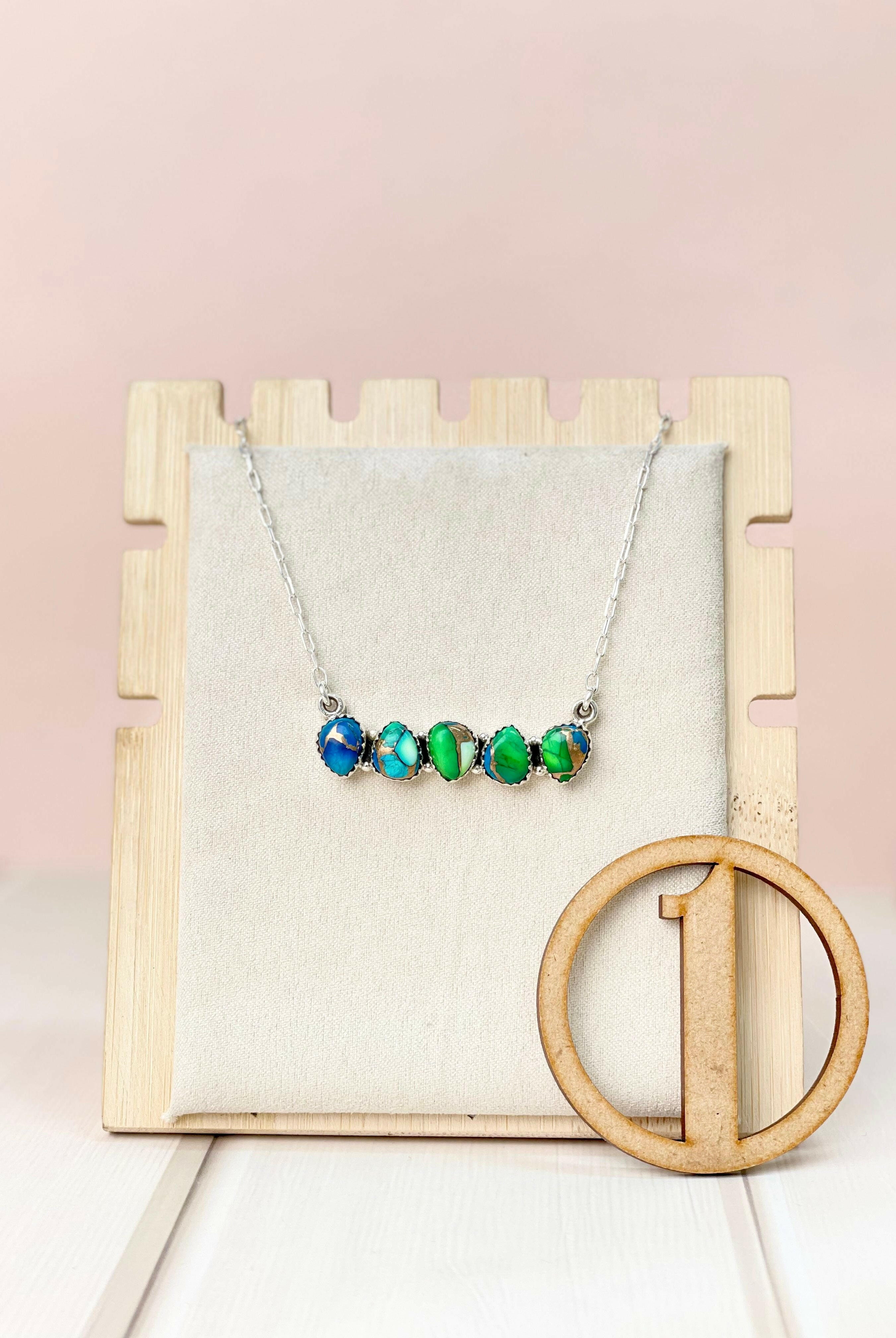 Peacock Dahlia Dainty Bar and Daisy Necklace-Necklaces-Krush Kandy, Women's Online Fashion Boutique Located in Phoenix, Arizona (Scottsdale Area)