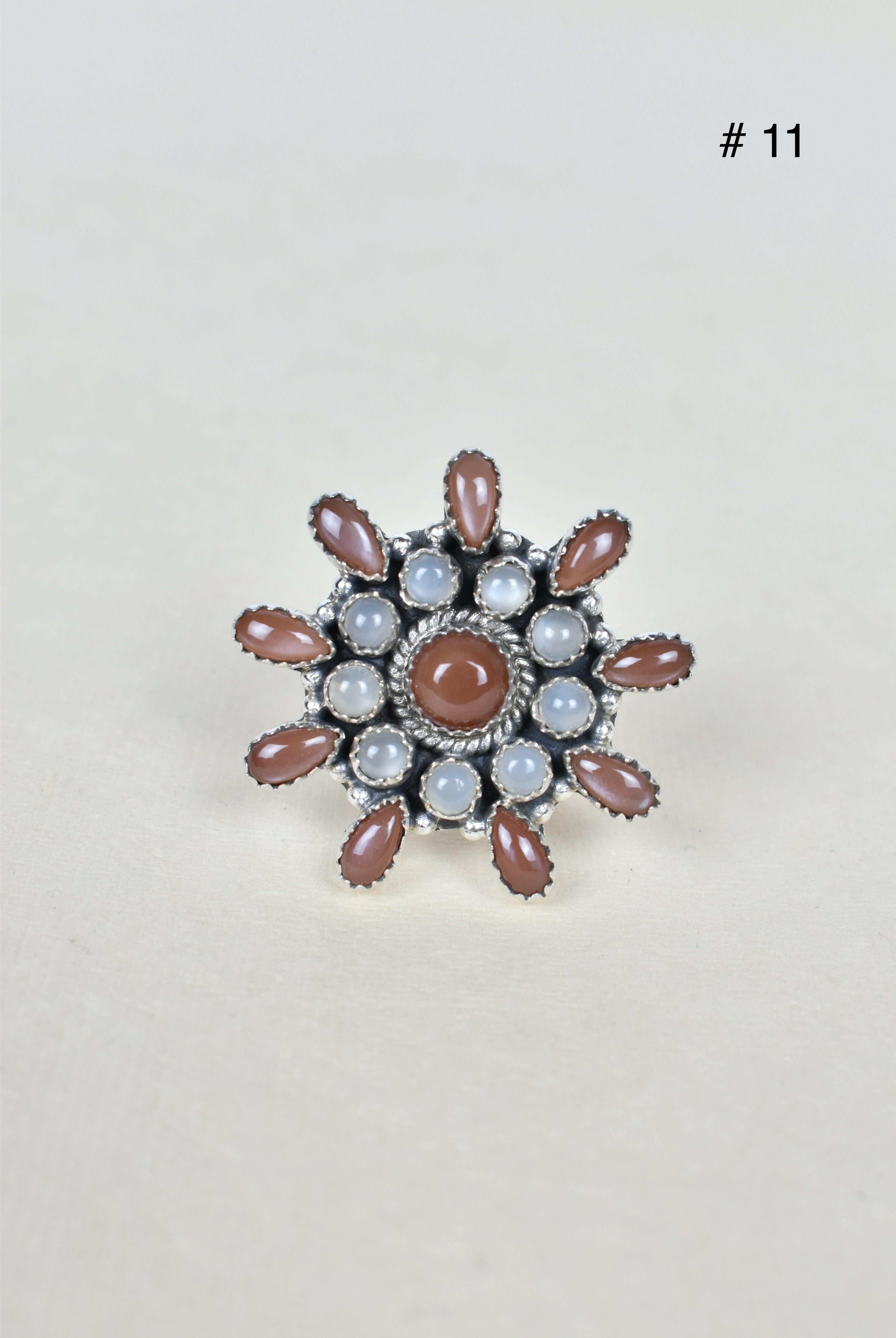 Chocolate Moonstone & Stone Cluster Sterling Silver Rings-Cluster Rings-Krush Kandy, Women's Online Fashion Boutique Located in Phoenix, Arizona (Scottsdale Area)