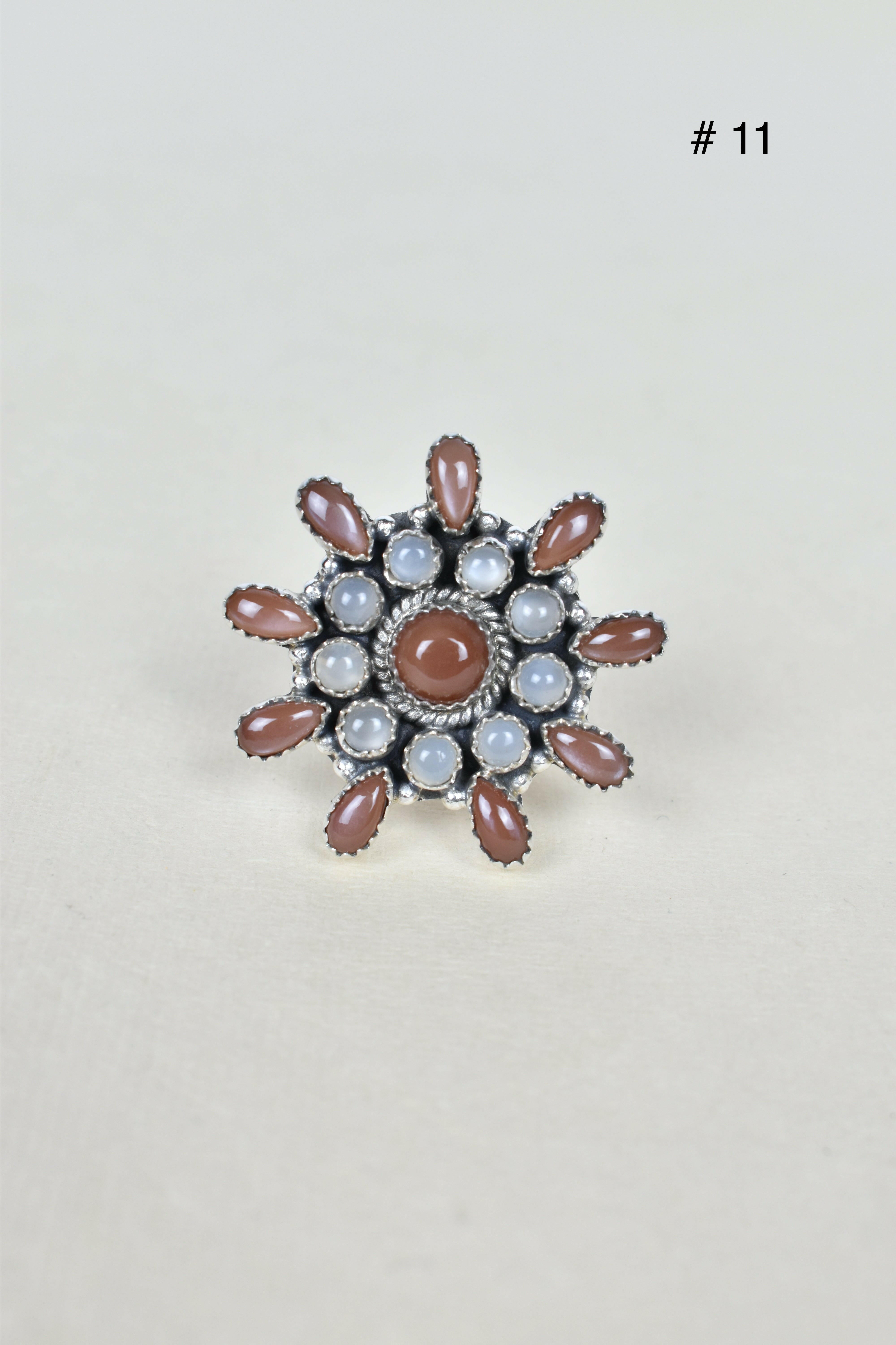 Chocolate Moonstone & Stone Cluster Sterling Silver Rings-Cluster Rings-Krush Kandy, Women's Online Fashion Boutique Located in Phoenix, Arizona (Scottsdale Area)