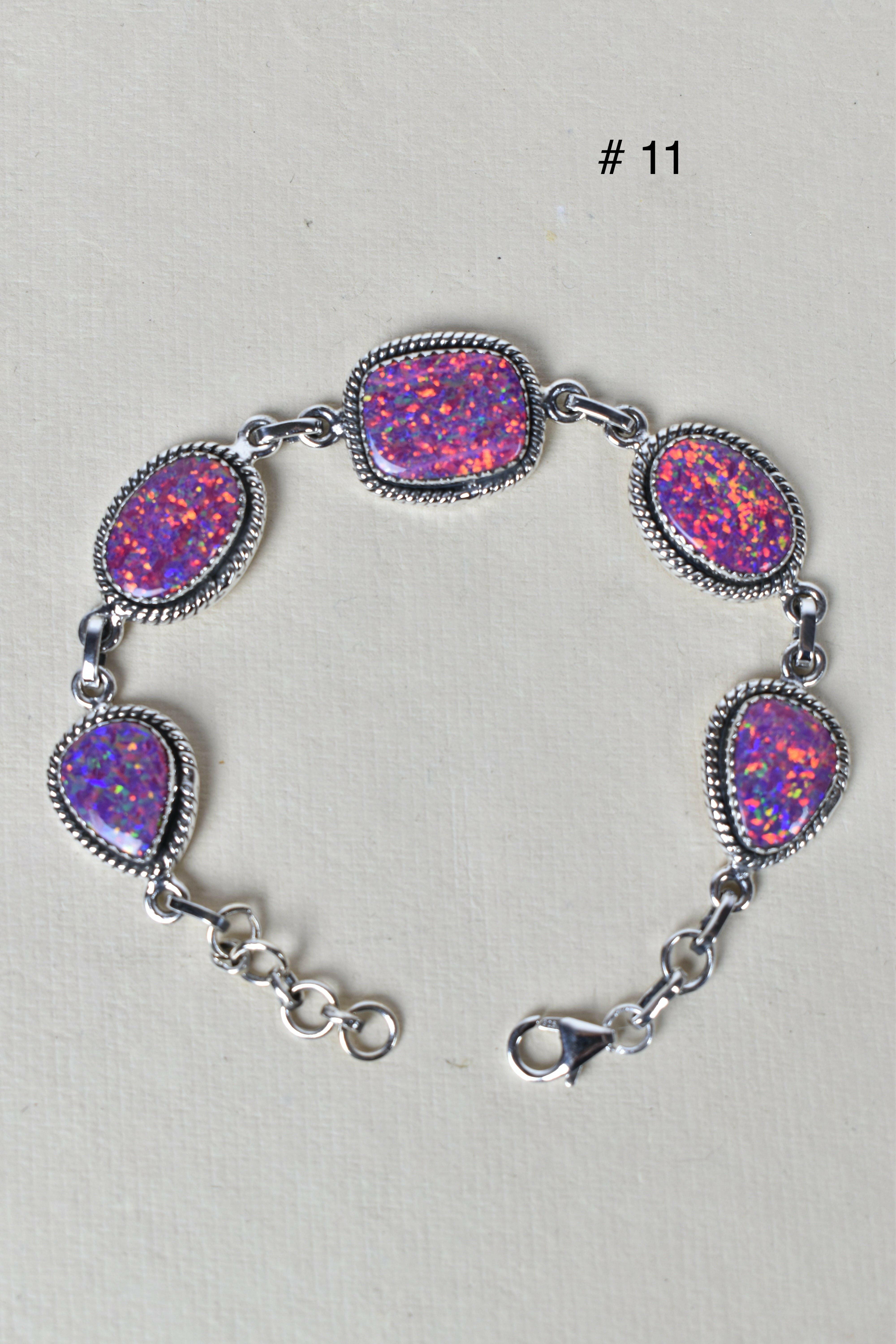 ONE OF A KIND STERLING SILVER 5 STONE BRACELET-Gemstone Bracelets-Krush Kandy, Women's Online Fashion Boutique Located in Phoenix, Arizona (Scottsdale Area)