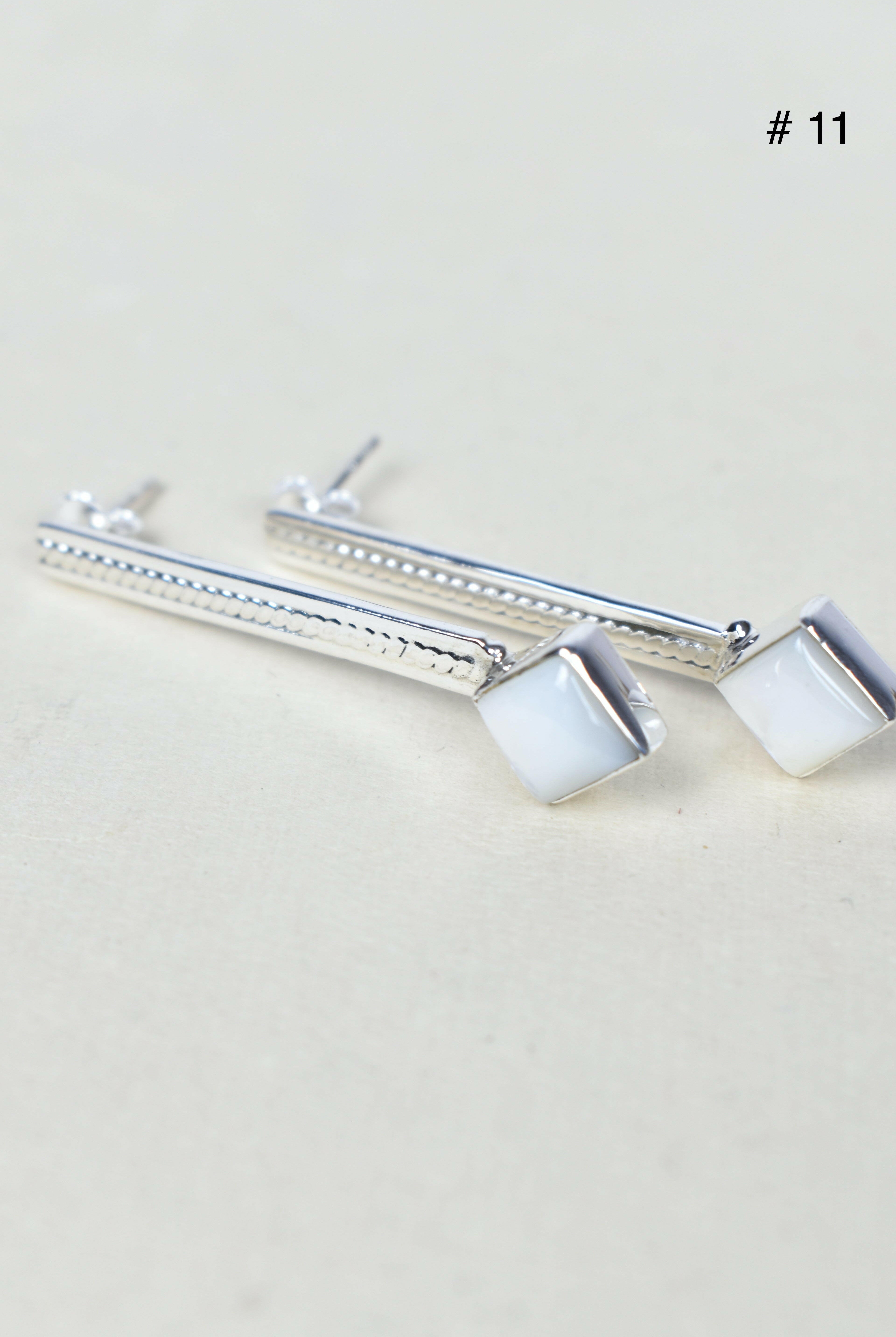 Silver Solitaire Bar Earrings-Drop Earrings-Krush Kandy, Women's Online Fashion Boutique Located in Phoenix, Arizona (Scottsdale Area)