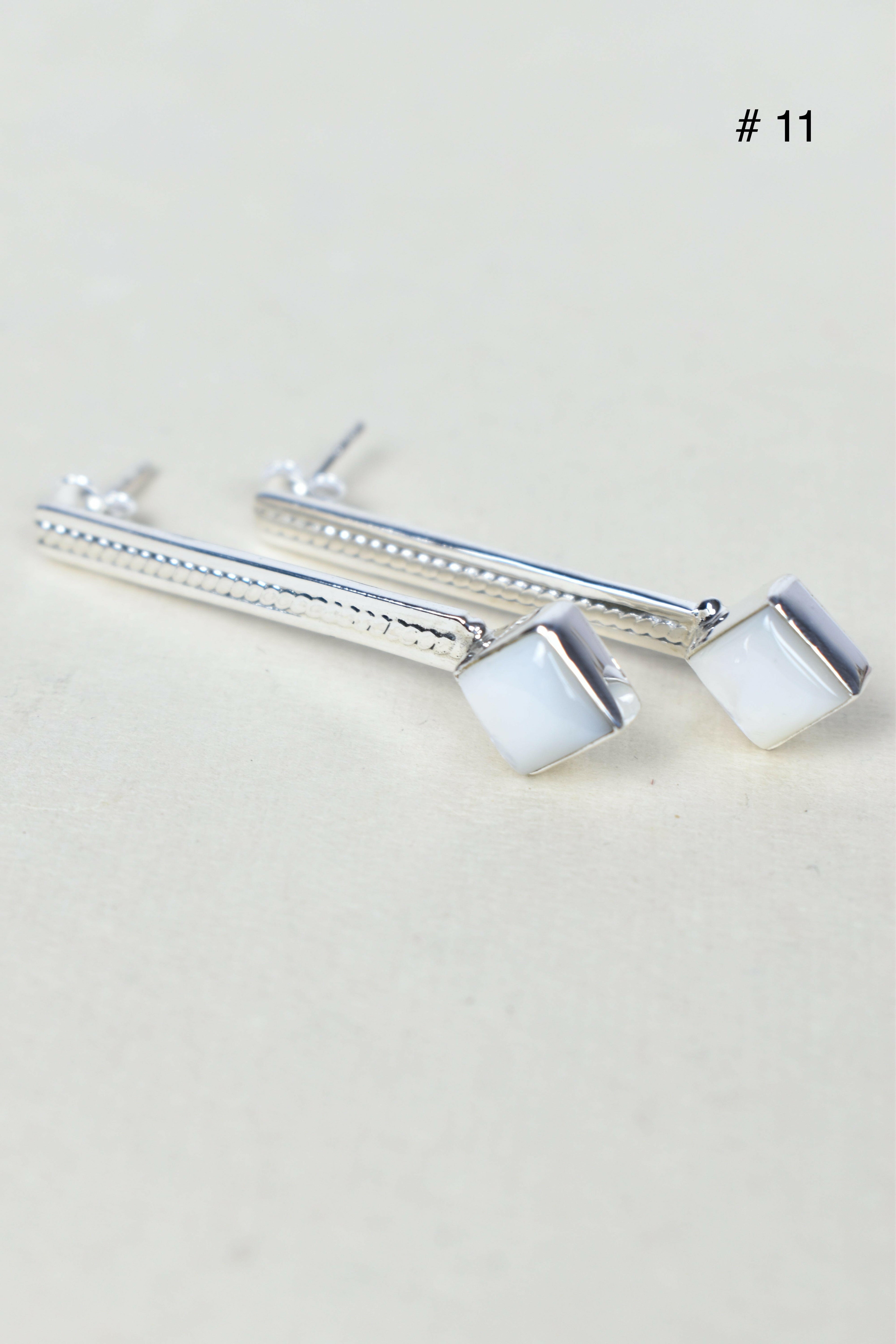 Silver Solitaire Bar Earrings-Drop Earrings-Krush Kandy, Women's Online Fashion Boutique Located in Phoenix, Arizona (Scottsdale Area)