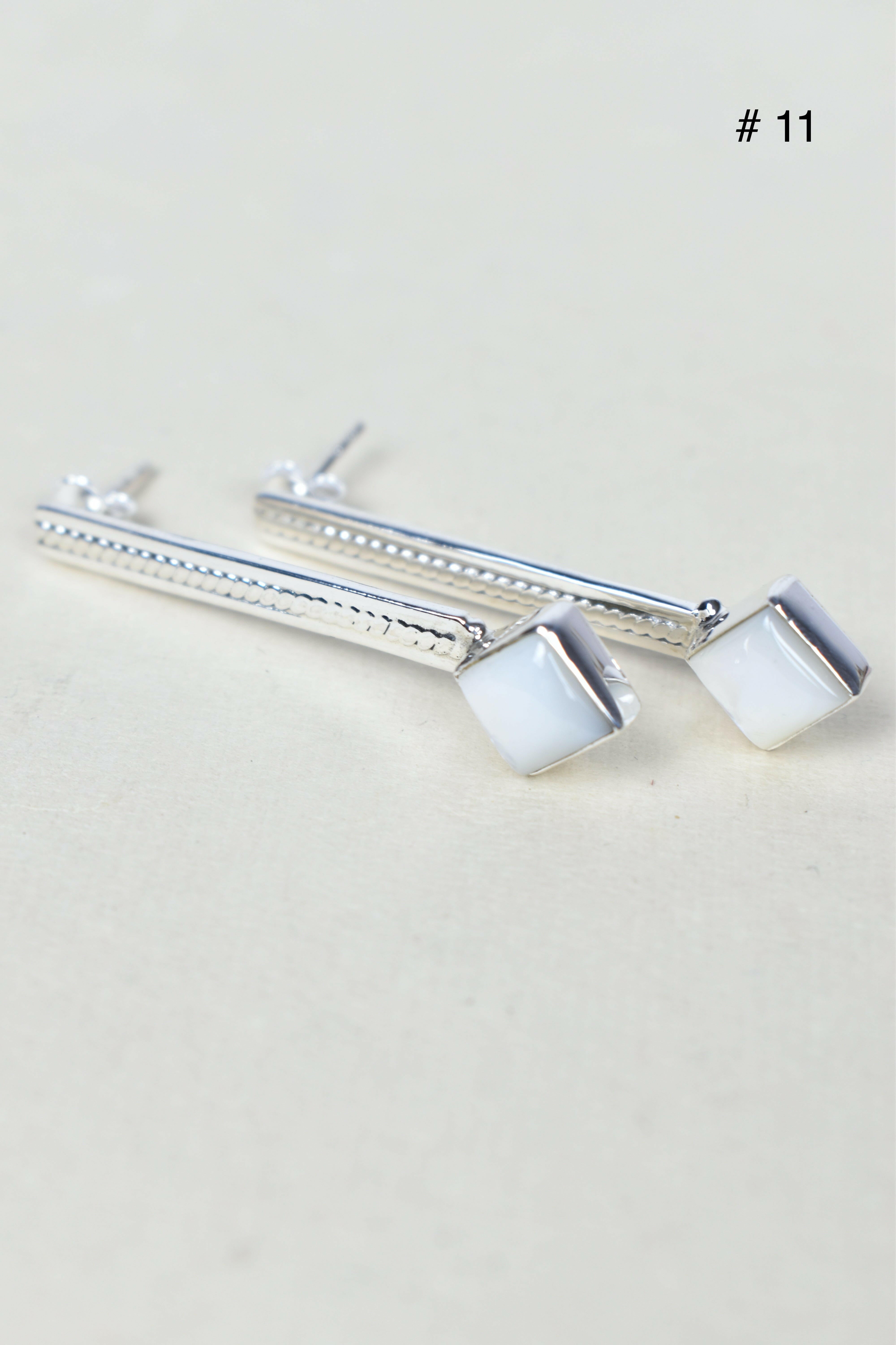 Silver Solitaire Bar Earrings-Drop Earrings-Krush Kandy, Women's Online Fashion Boutique Located in Phoenix, Arizona (Scottsdale Area)