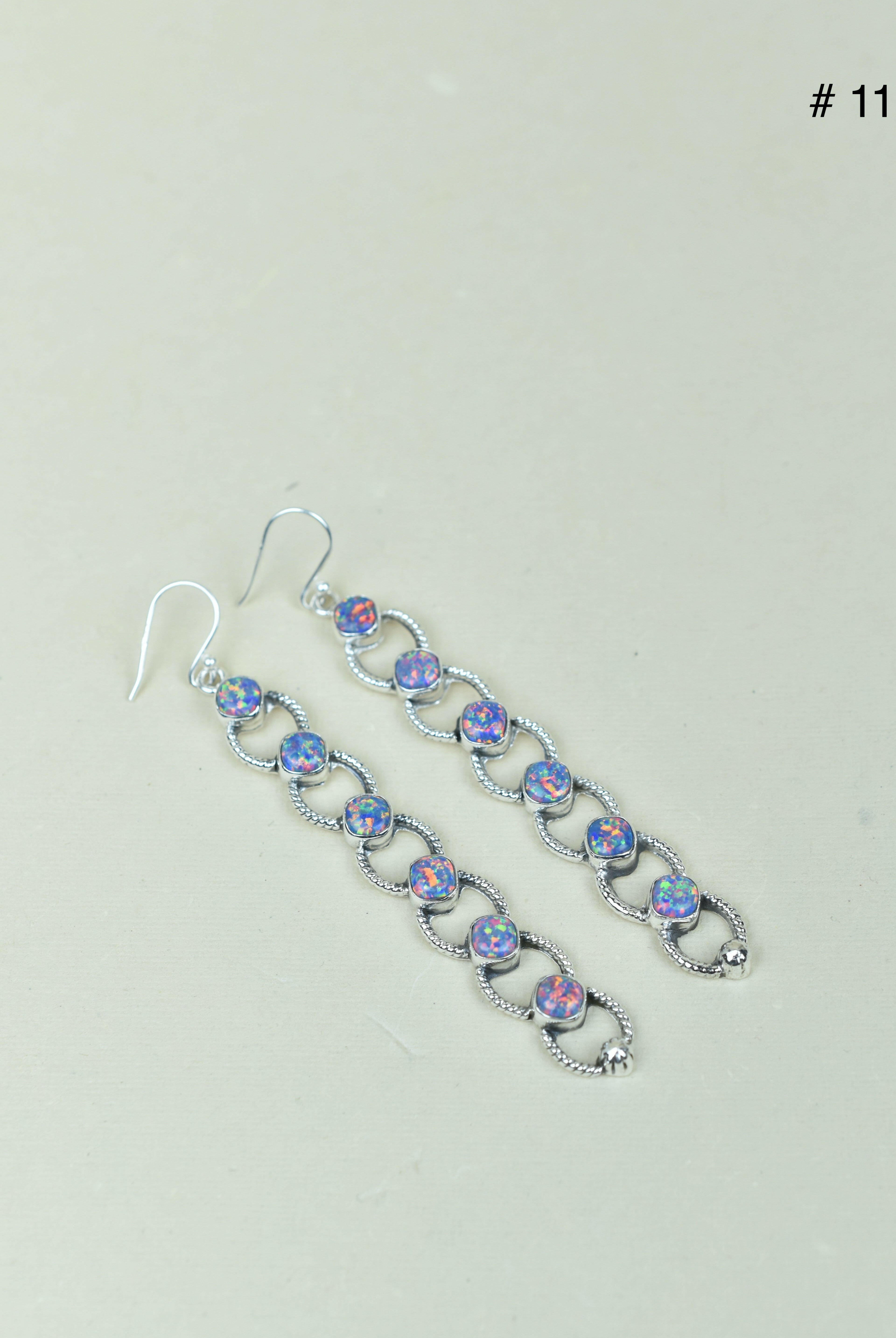 Sterling Silver Six Stone Cascading Earrings-Drop Earrings-Krush Kandy, Women's Online Fashion Boutique Located in Phoenix, Arizona (Scottsdale Area)