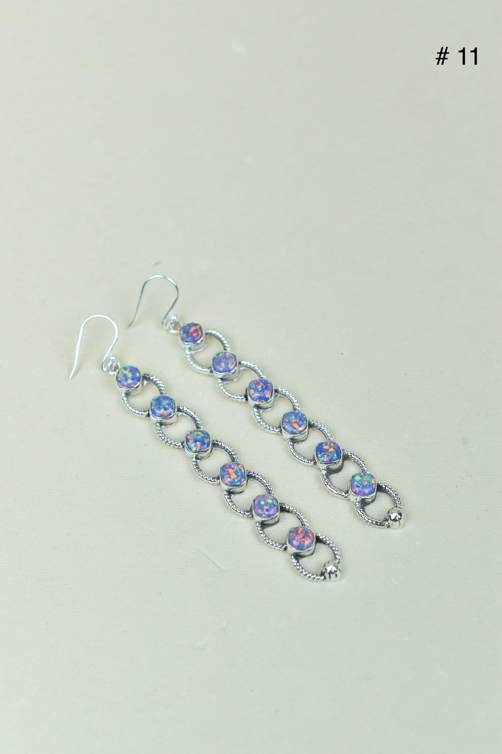 Sterling Silver Six Stone Cascading Earrings-Drop Earrings-Krush Kandy, Women's Online Fashion Boutique Located in Phoenix, Arizona (Scottsdale Area)