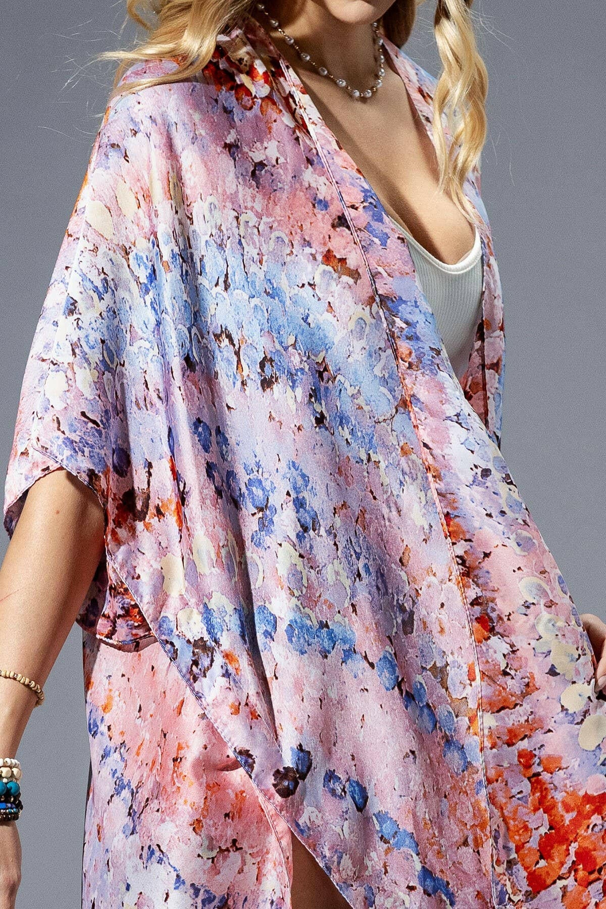 Abstract Print Silky Feel Kimono-Kimono-Krush Kandy, Women's Online Fashion Boutique Located in Phoenix, Arizona (Scottsdale Area)