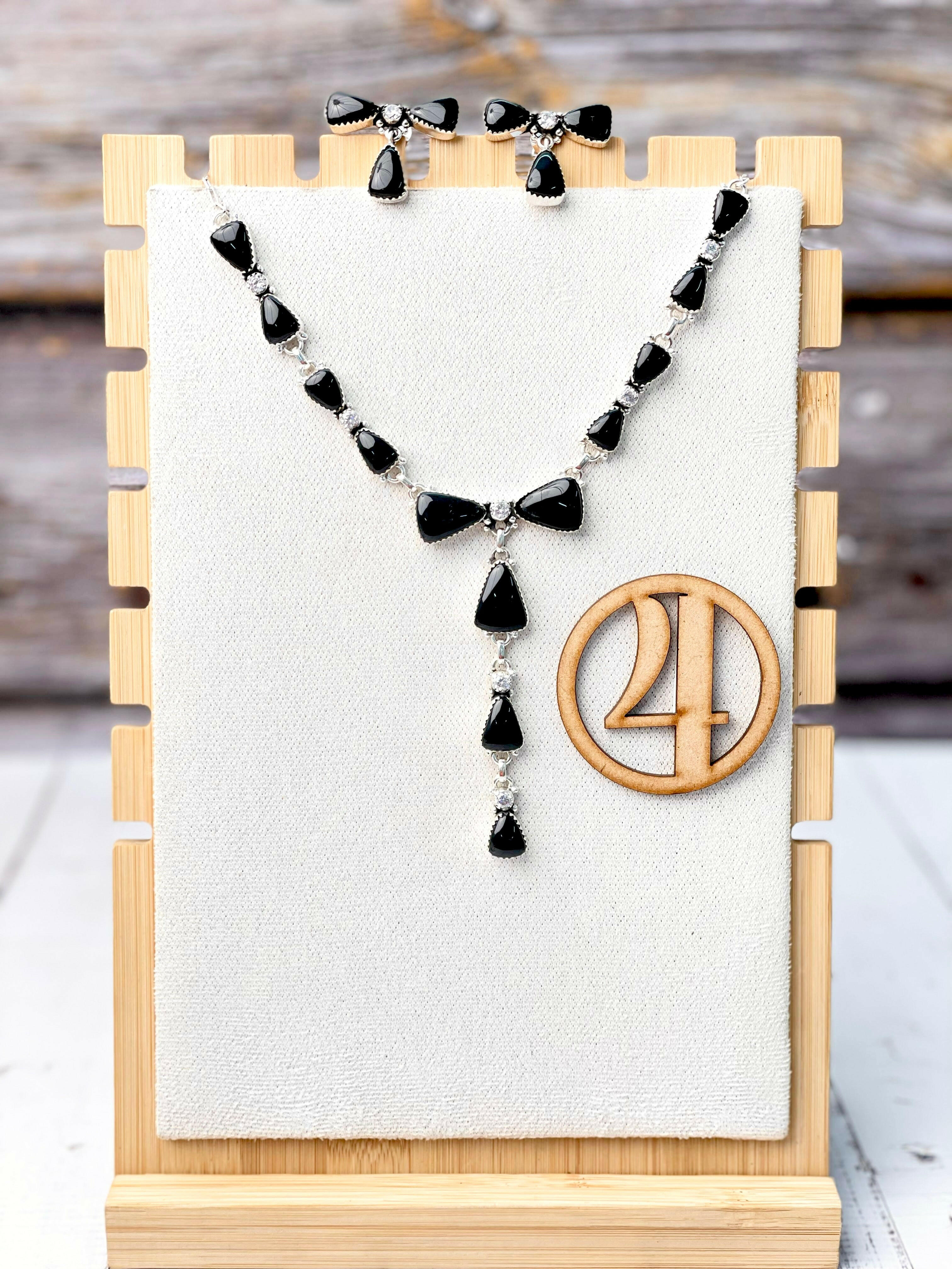 Cute As A Bow Necklace & Earrings Sets-Necklaces-Krush Kandy, Women's Online Fashion Boutique Located in Phoenix, Arizona (Scottsdale Area)