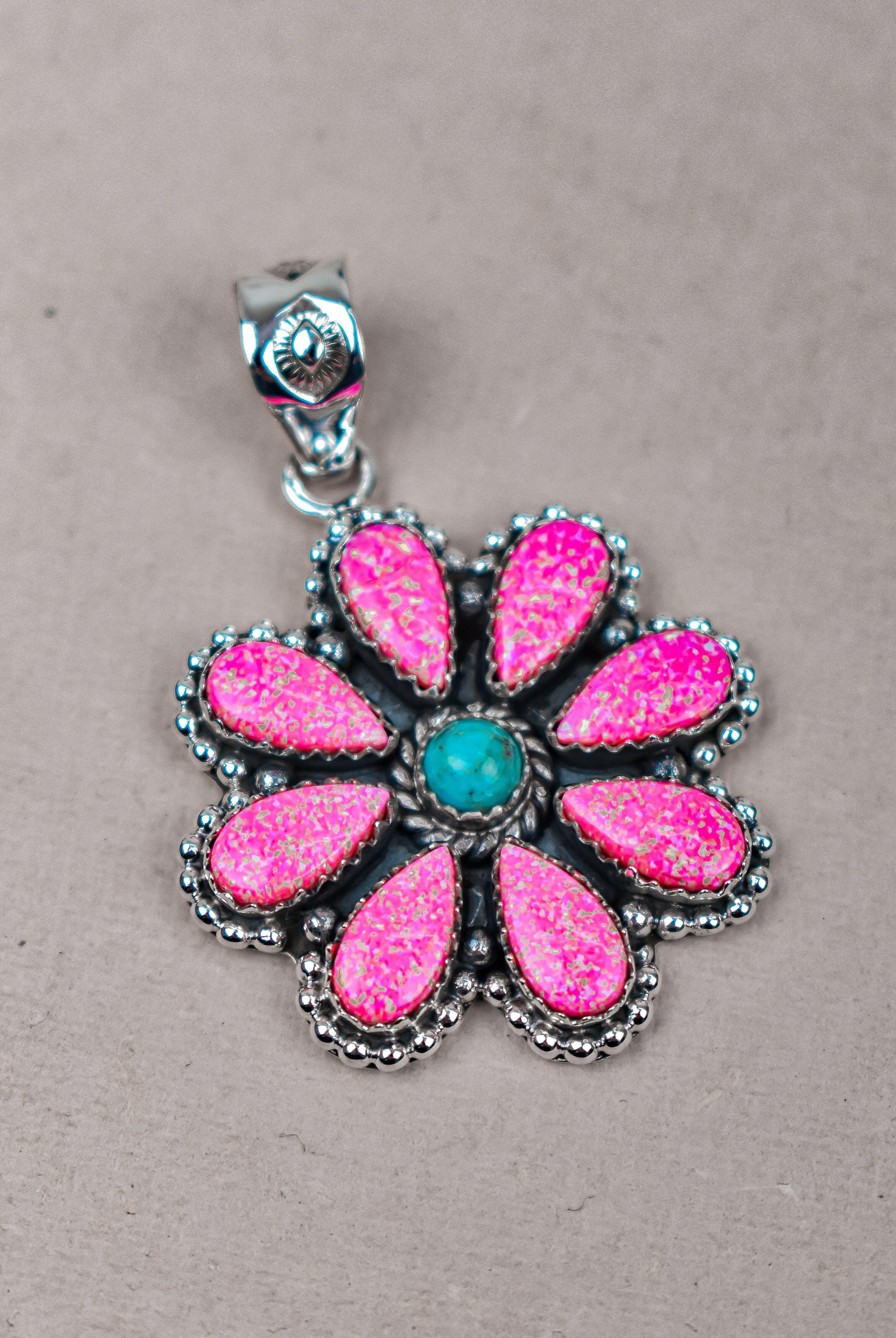 Silver Blossom Gem Pendant-Pendant Necklaces-Krush Kandy, Women's Online Fashion Boutique Located in Phoenix, Arizona (Scottsdale Area)