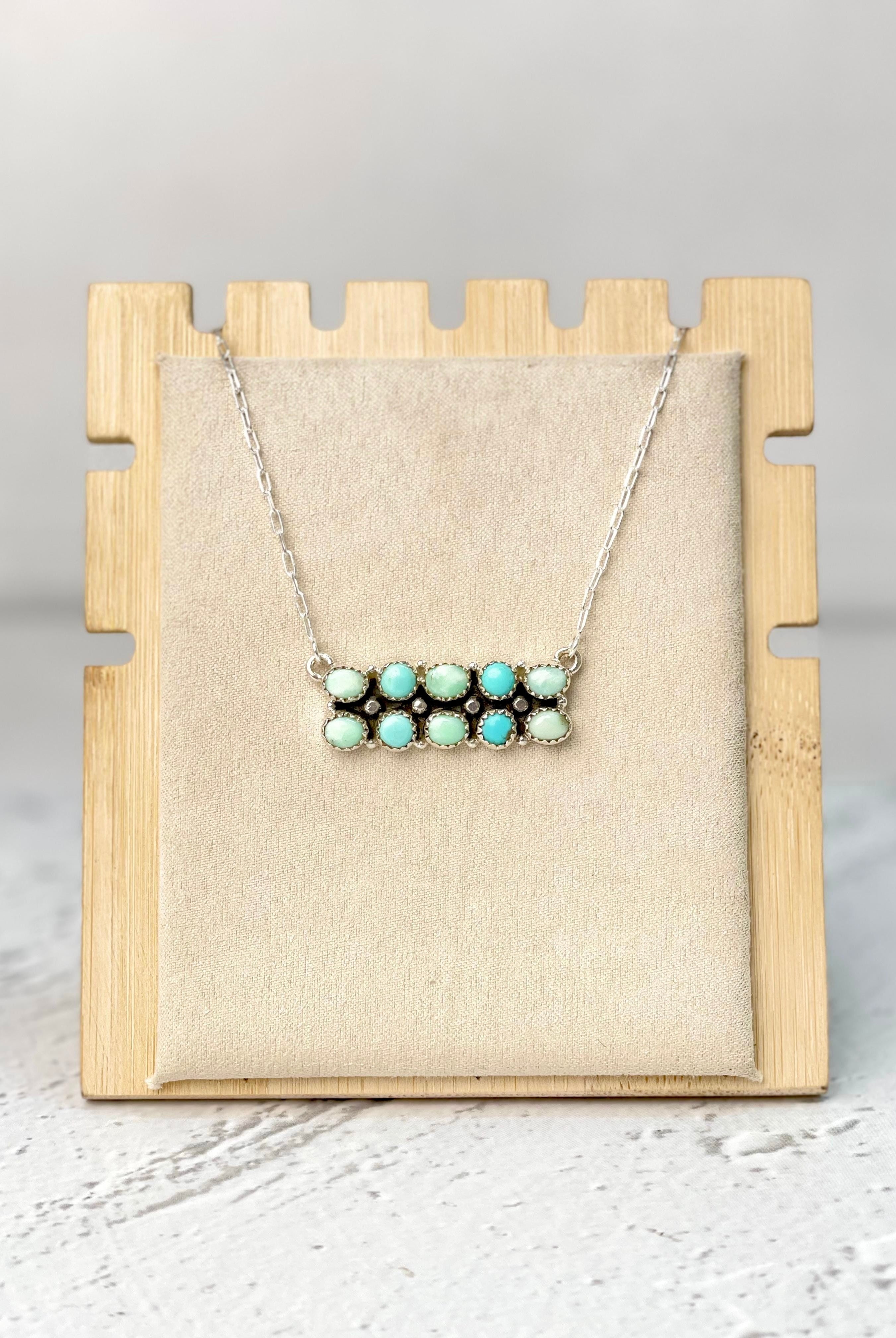 Paloma And Turquoise Bar Necklace Bno. 33-Necklaces-Krush Kandy, Women's Online Fashion Boutique Located in Phoenix, Arizona (Scottsdale Area)