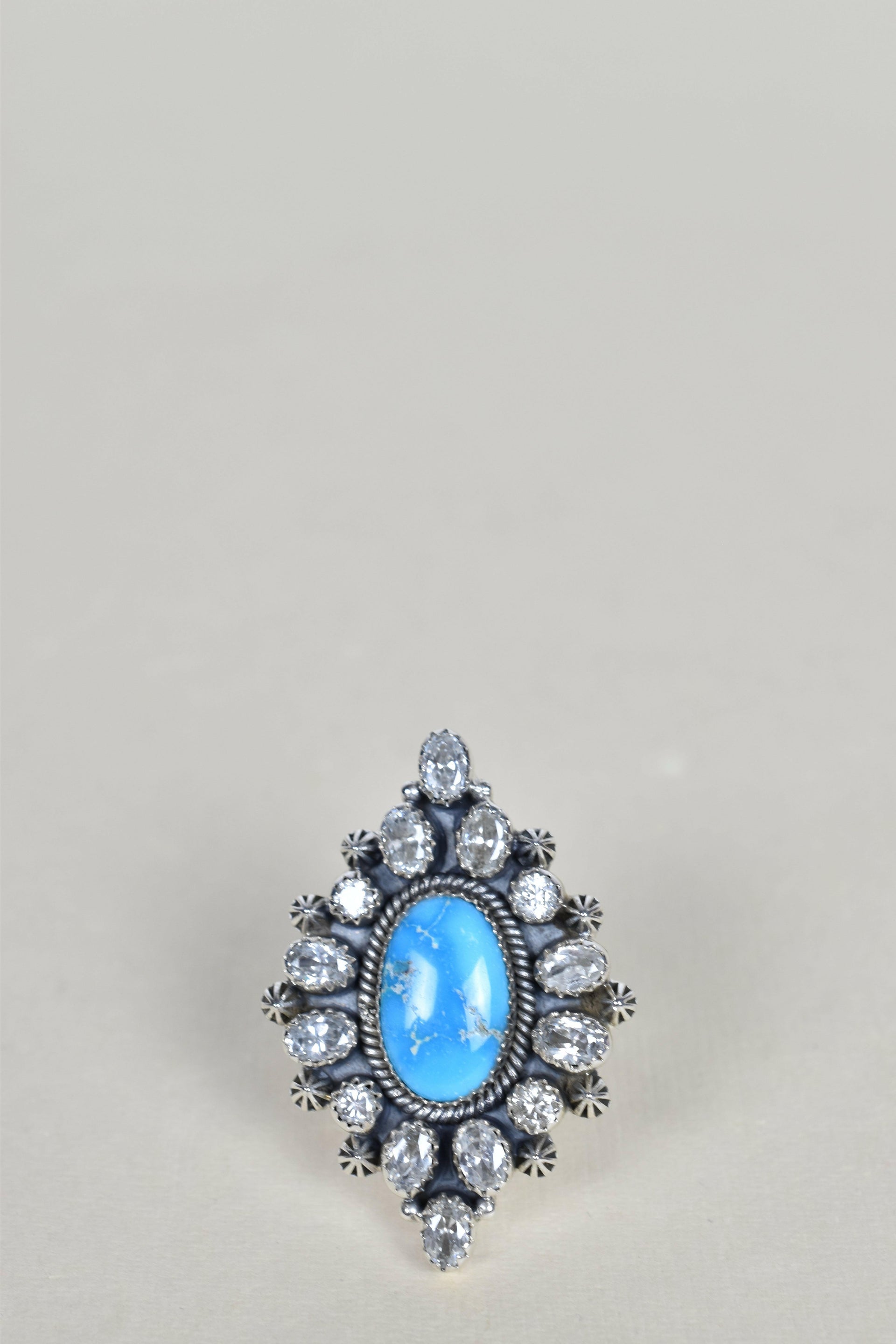 Turquoise & Crystal One of A Kind Ring-Statement Rings-Krush Kandy, Women's Online Fashion Boutique Located in Phoenix, Arizona (Scottsdale Area)