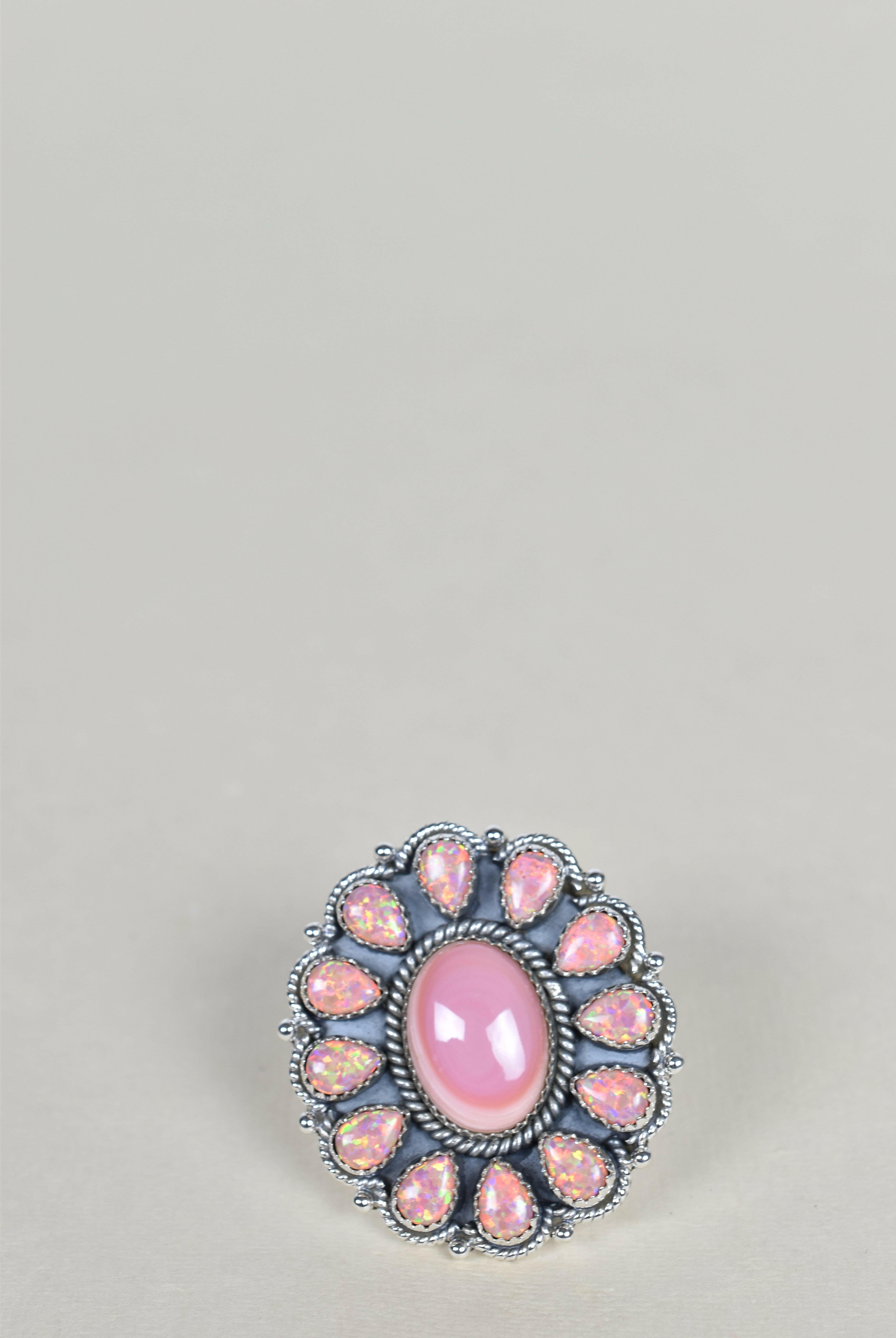 Pink Conch & Peach Opal One of A Kind Ring-Cluster Rings-Krush Kandy, Women's Online Fashion Boutique Located in Phoenix, Arizona (Scottsdale Area)