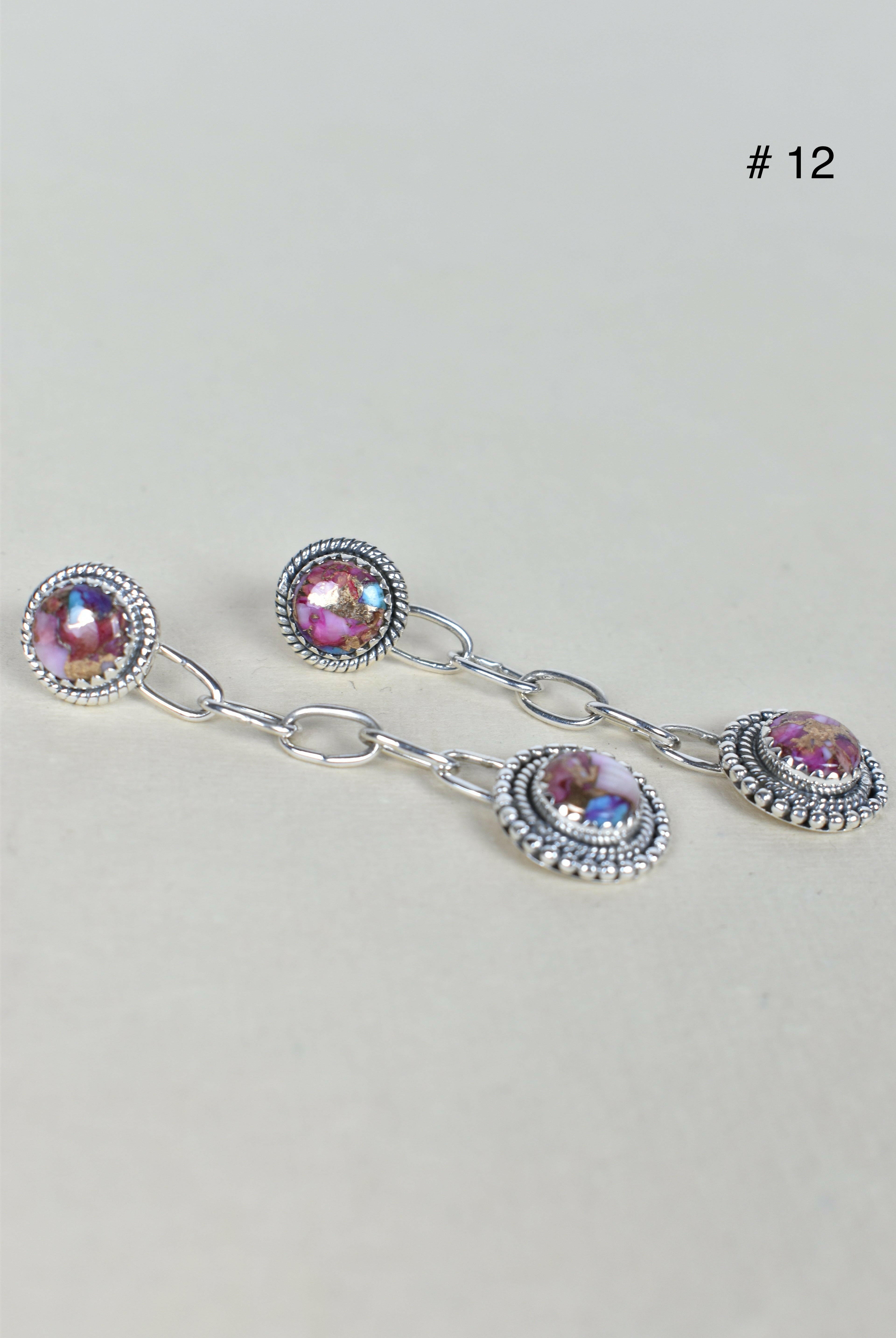 Gem Duet Chain Drop Earrings-Drop Earrings-Krush Kandy, Women's Online Fashion Boutique Located in Phoenix, Arizona (Scottsdale Area)