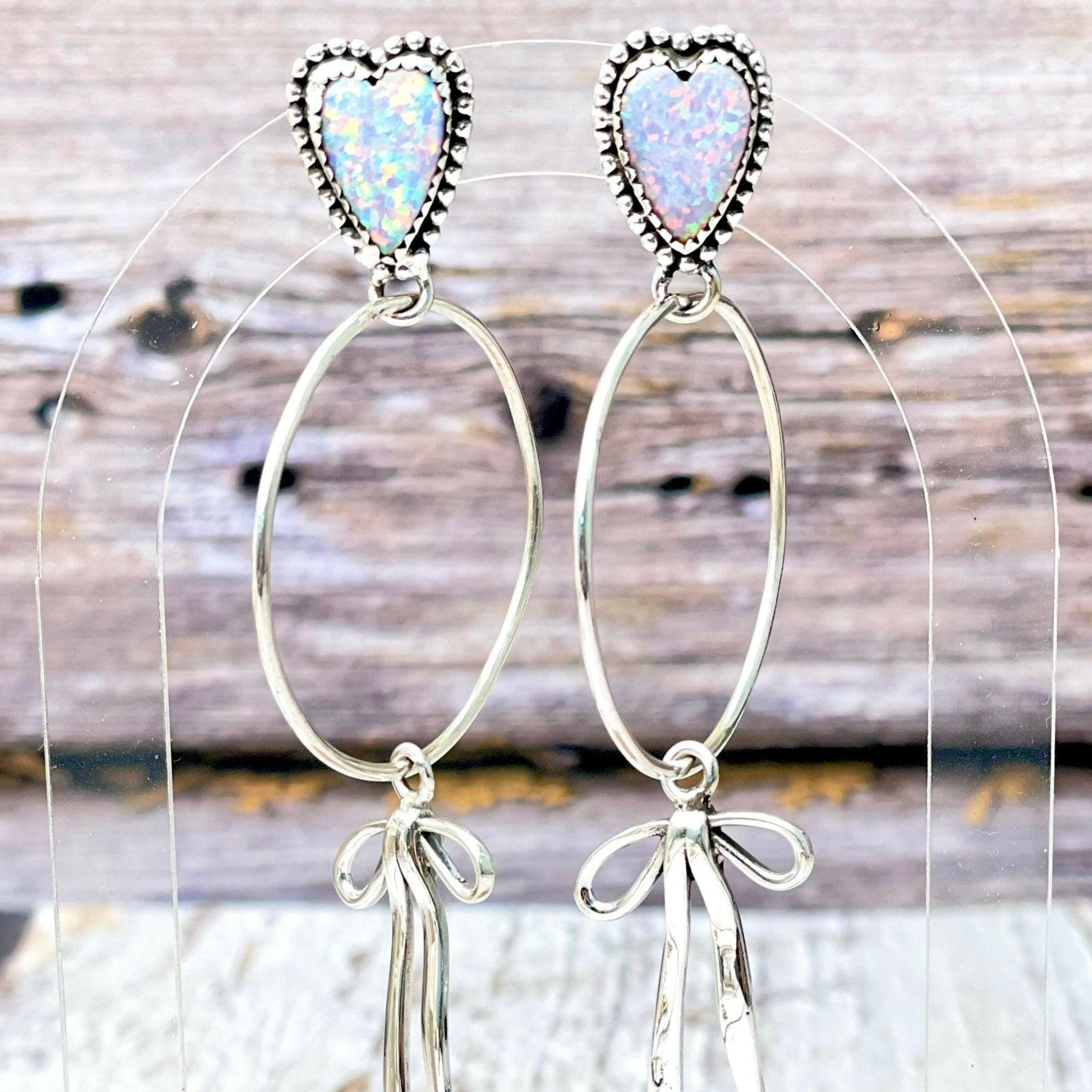 Desert Hearts Sterling Silver Bow Earrings-Earrings-Krush Kandy, Women's Online Fashion Boutique Located in Phoenix, Arizona (Scottsdale Area)