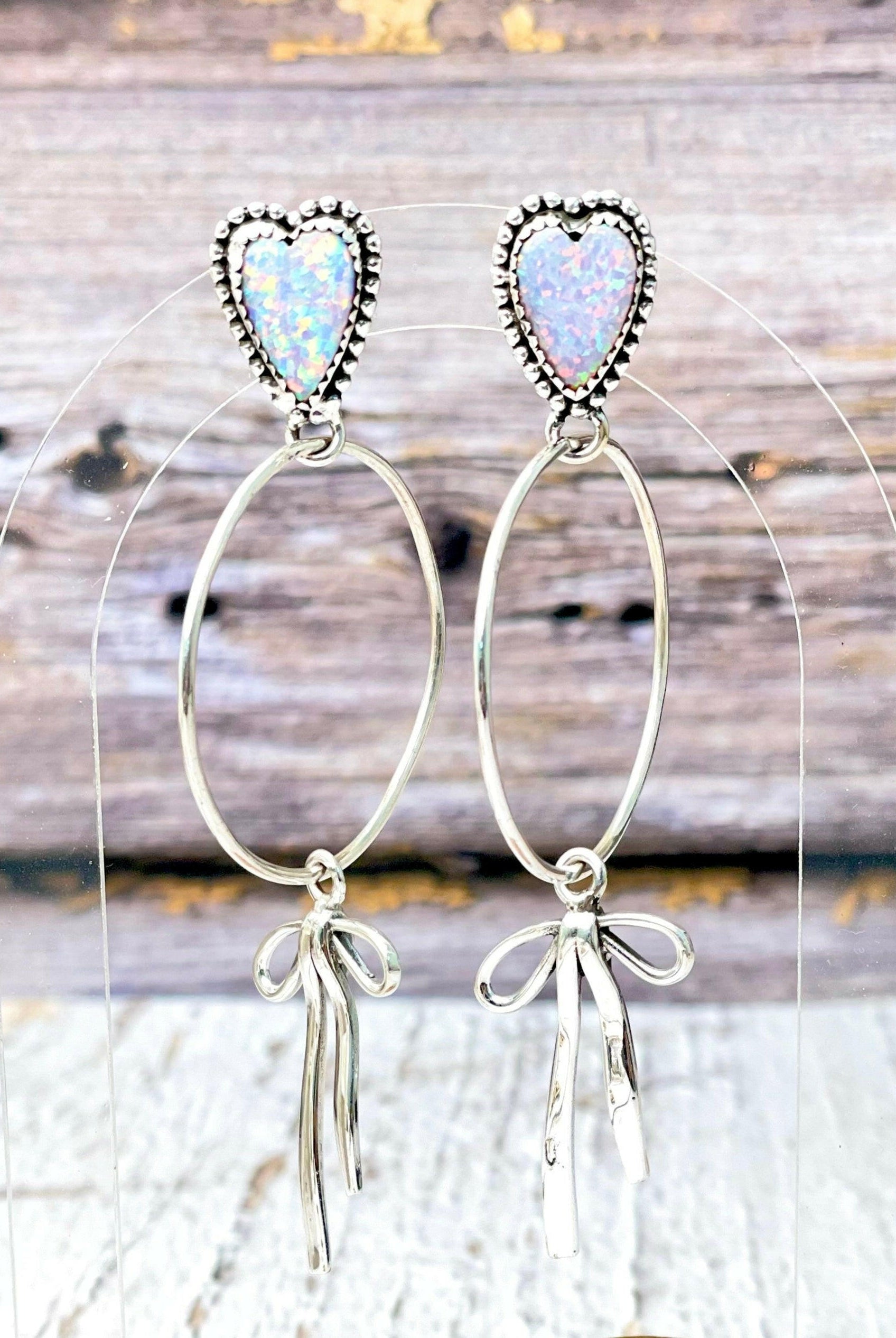 Desert Hearts Sterling Silver Bow Earrings-Earrings-Krush Kandy, Women's Online Fashion Boutique Located in Phoenix, Arizona (Scottsdale Area)