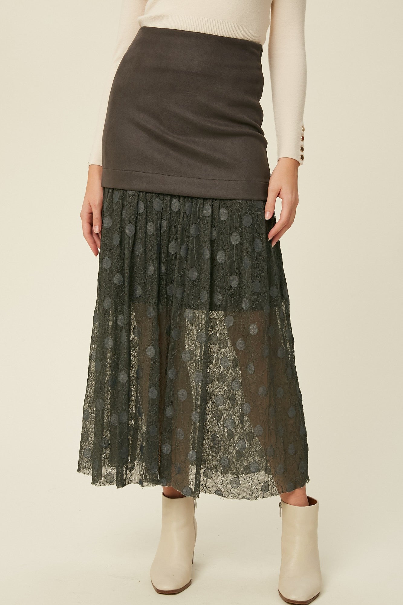 Lace Contrast Maxi Skirt-Skirts-Krush Kandy, Women's Online Fashion Boutique Located in Phoenix, Arizona (Scottsdale Area)