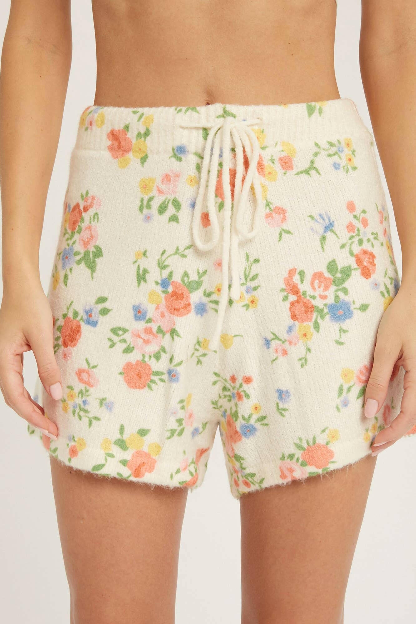 Ditsy Floral Print Sweater Shorts-shorts-Krush Kandy, Women's Online Fashion Boutique Located in Phoenix, Arizona (Scottsdale Area)