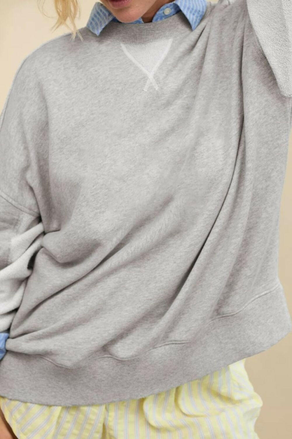 Side Slit Round Neck Long Sleeve Sweatshirt-Krush Kandy, Women's Online Fashion Boutique Located in Phoenix, Arizona (Scottsdale Area)