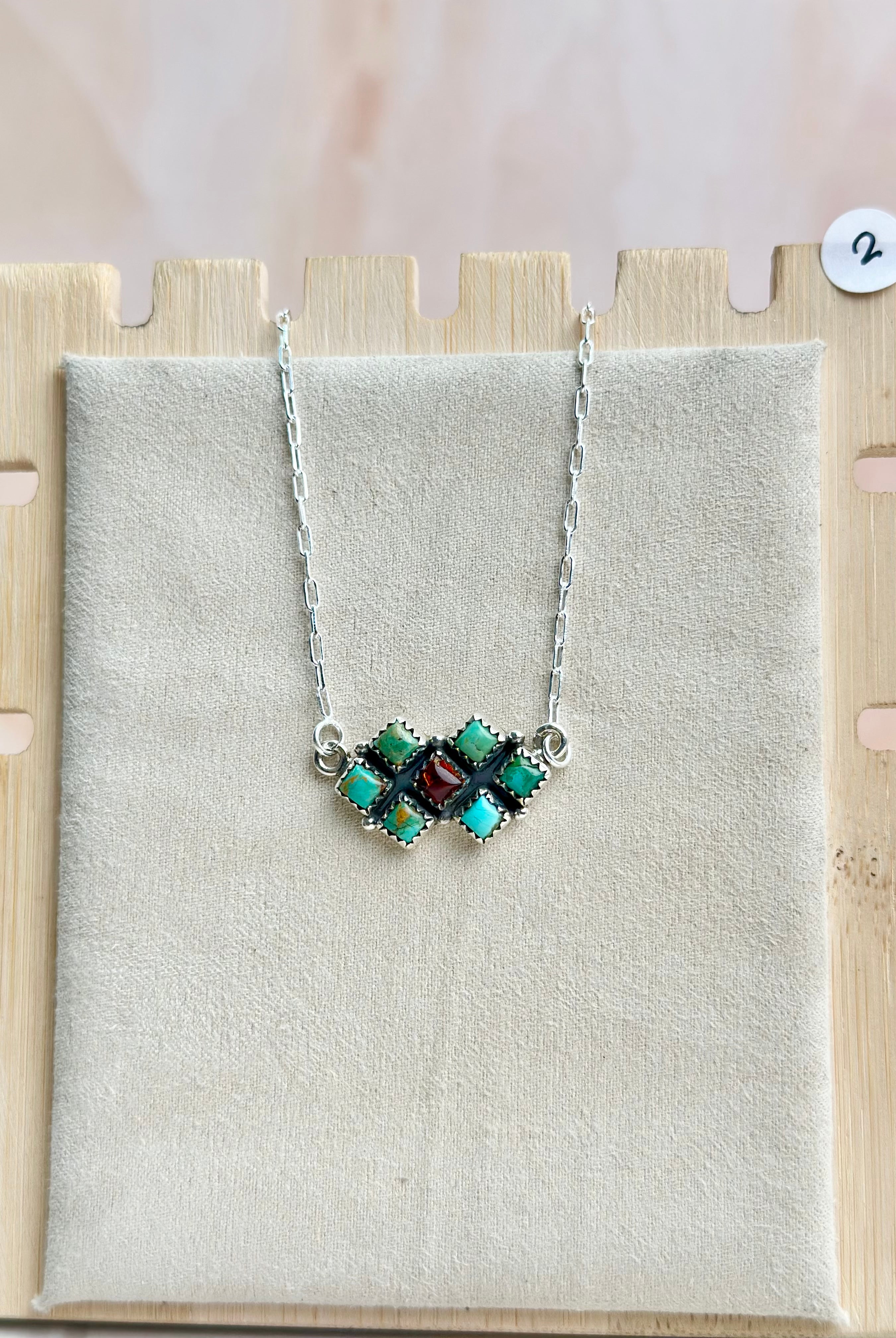 Amber, Turquoise & Crystal Dainty Necklace-Necklaces-Krush Kandy, Women's Online Fashion Boutique Located in Phoenix, Arizona (Scottsdale Area)