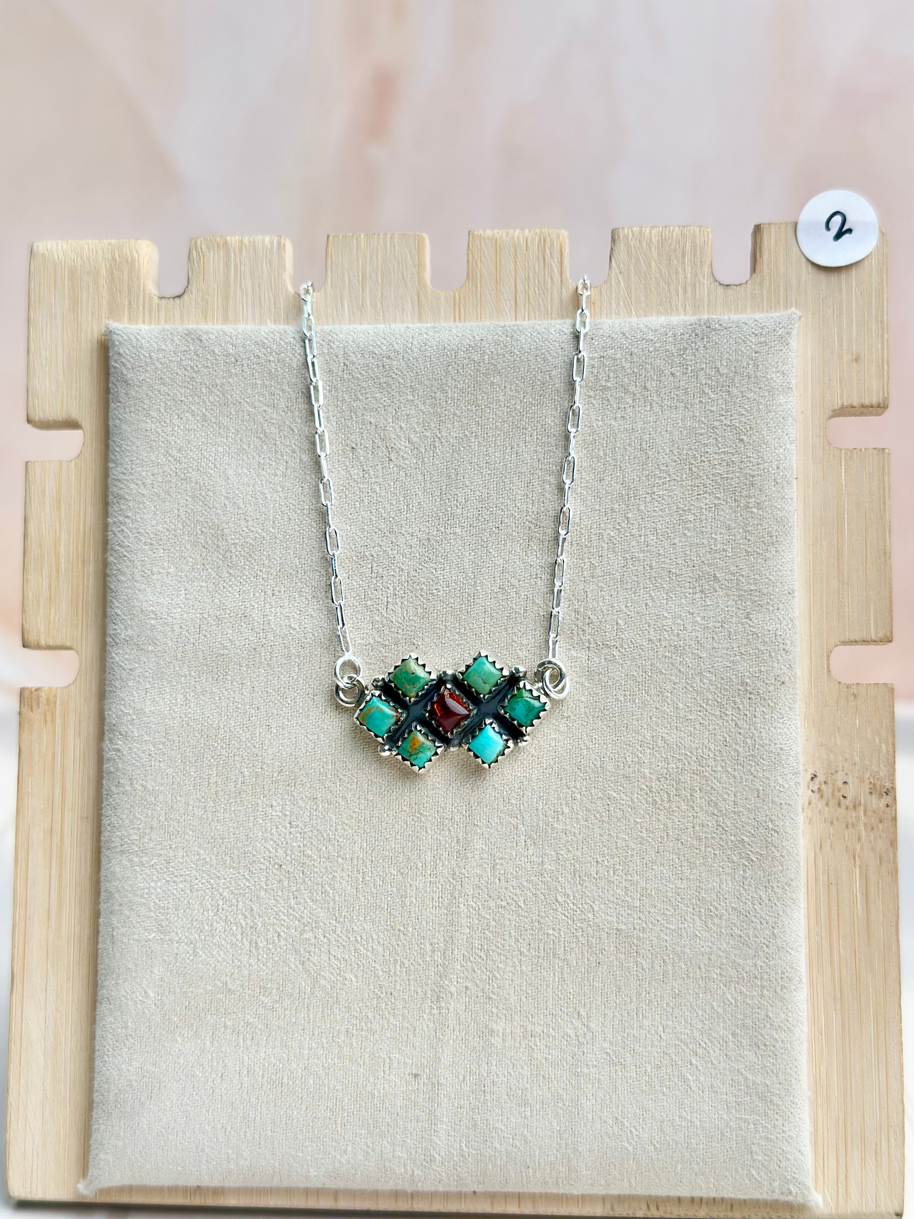 Amber, Turquoise & Crystal Dainty Necklace-Necklaces-Krush Kandy, Women's Online Fashion Boutique Located in Phoenix, Arizona (Scottsdale Area)