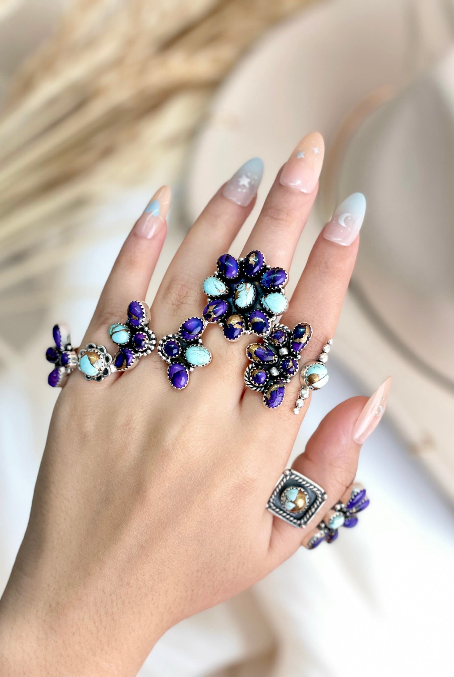 Berry & Mint Dahlia Rings-Rings-Krush Kandy, Women's Online Fashion Boutique Located in Phoenix, Arizona (Scottsdale Area)