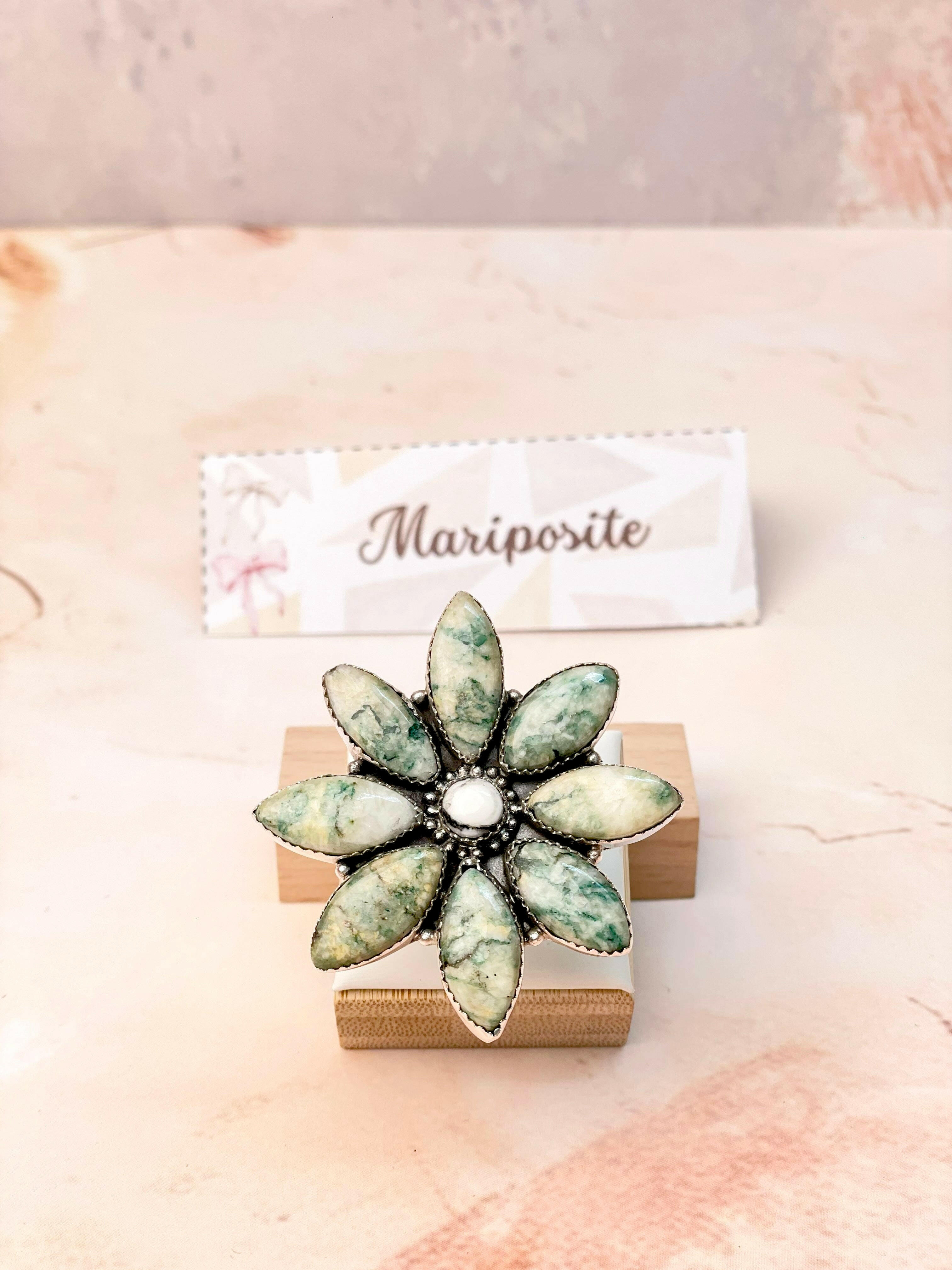 White Buffalo & Mariposite Blossom Ring-Ring Sizers-Krush Kandy, Women's Online Fashion Boutique Located in Phoenix, Arizona (Scottsdale Area)