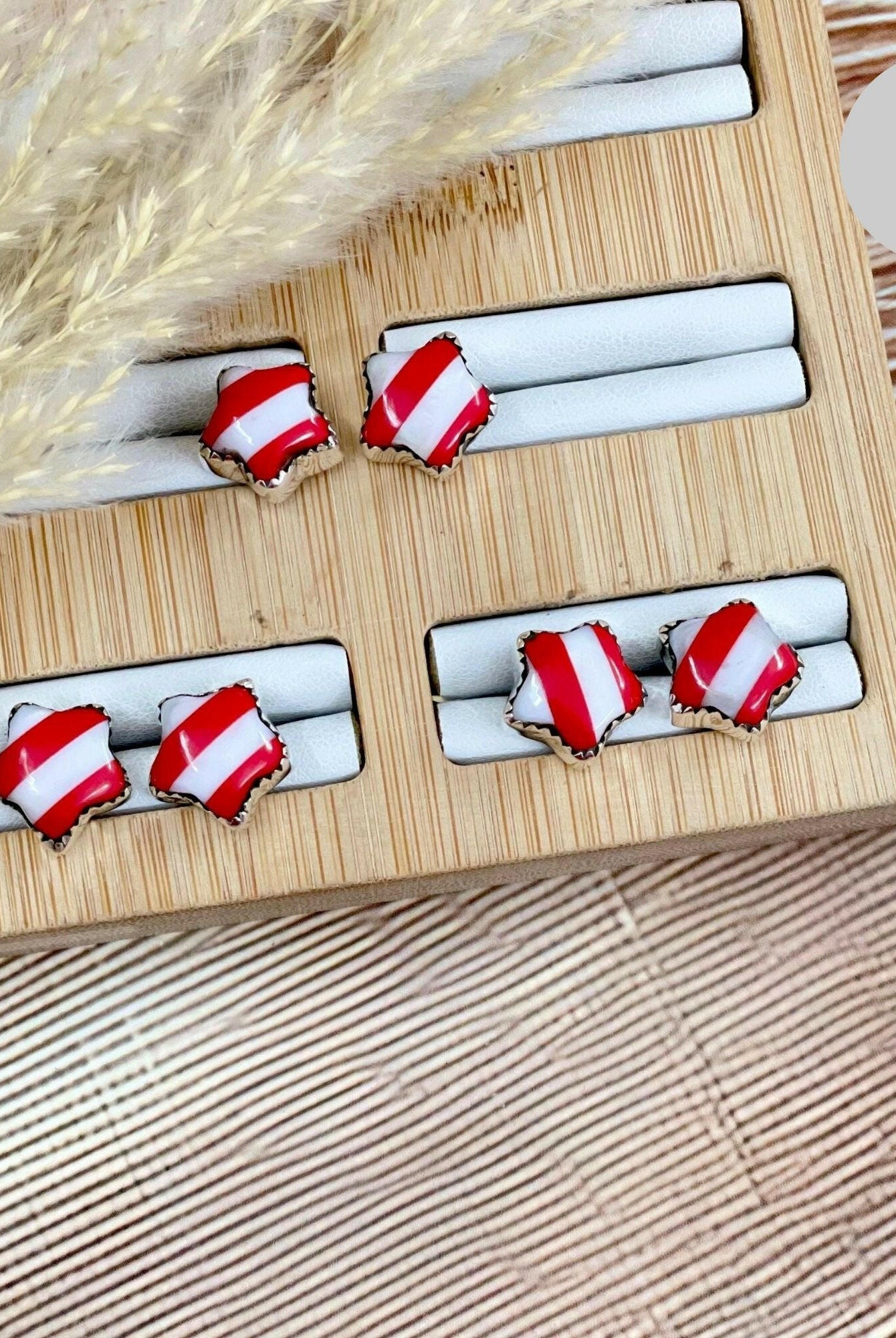 Holiday Stripe Star Stud Earrings-Stud Earrings-Krush Kandy, Women's Online Fashion Boutique Located in Phoenix, Arizona (Scottsdale Area)
