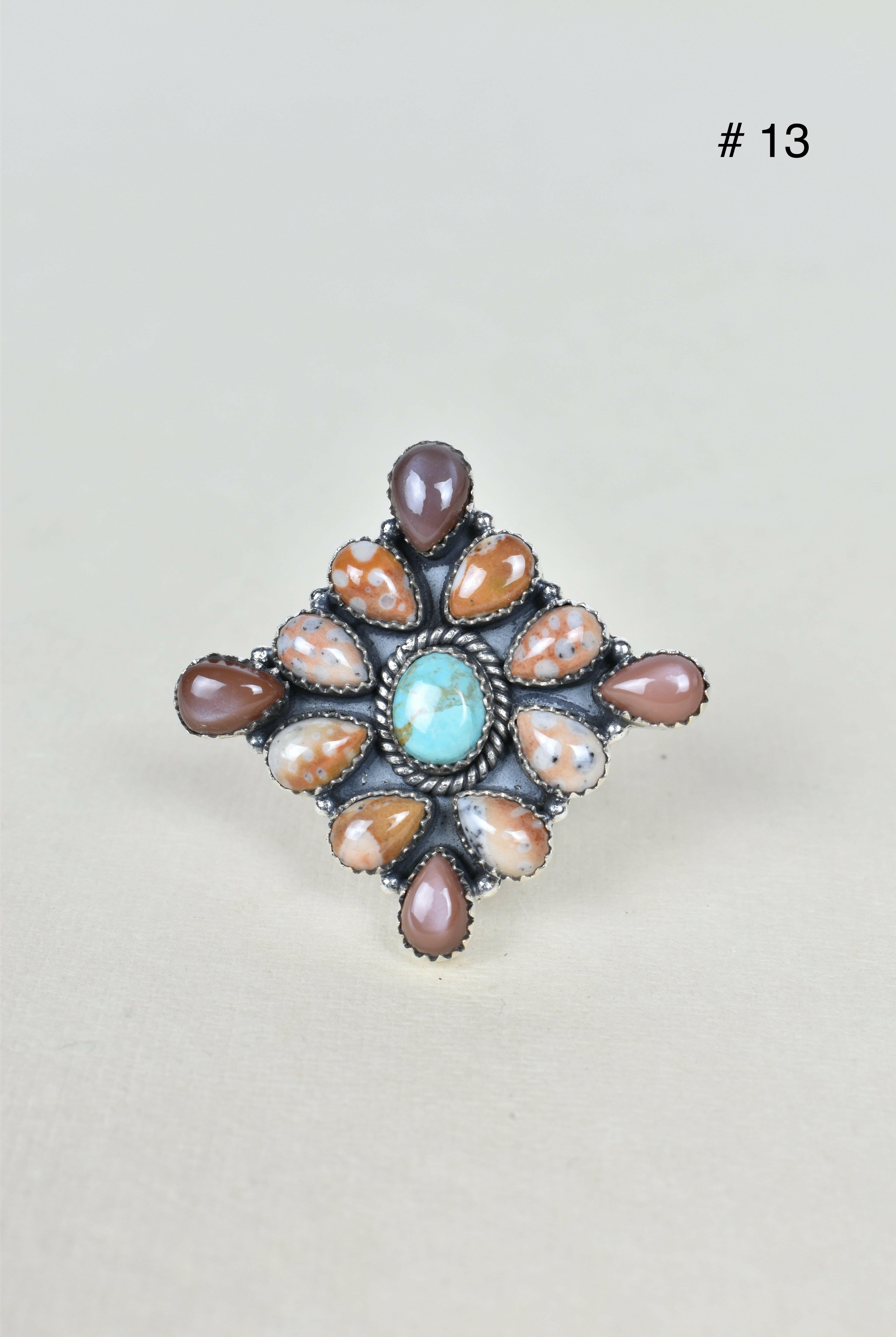 Chocolate Moonstone & Stone Cluster Sterling Silver Rings-Cluster Rings-Krush Kandy, Women's Online Fashion Boutique Located in Phoenix, Arizona (Scottsdale Area)
