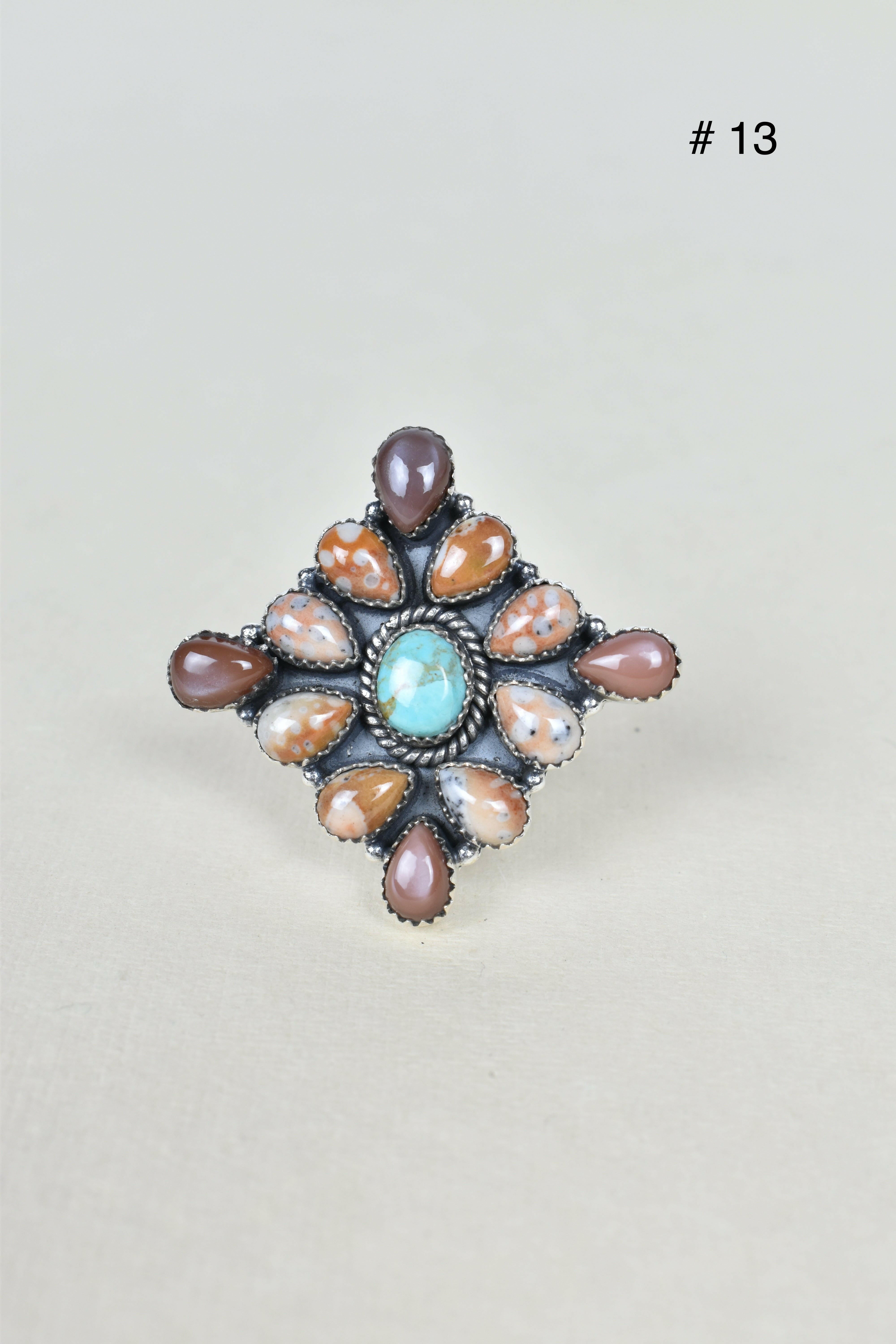 Chocolate Moonstone & Stone Cluster Sterling Silver Rings-Cluster Rings-Krush Kandy, Women's Online Fashion Boutique Located in Phoenix, Arizona (Scottsdale Area)