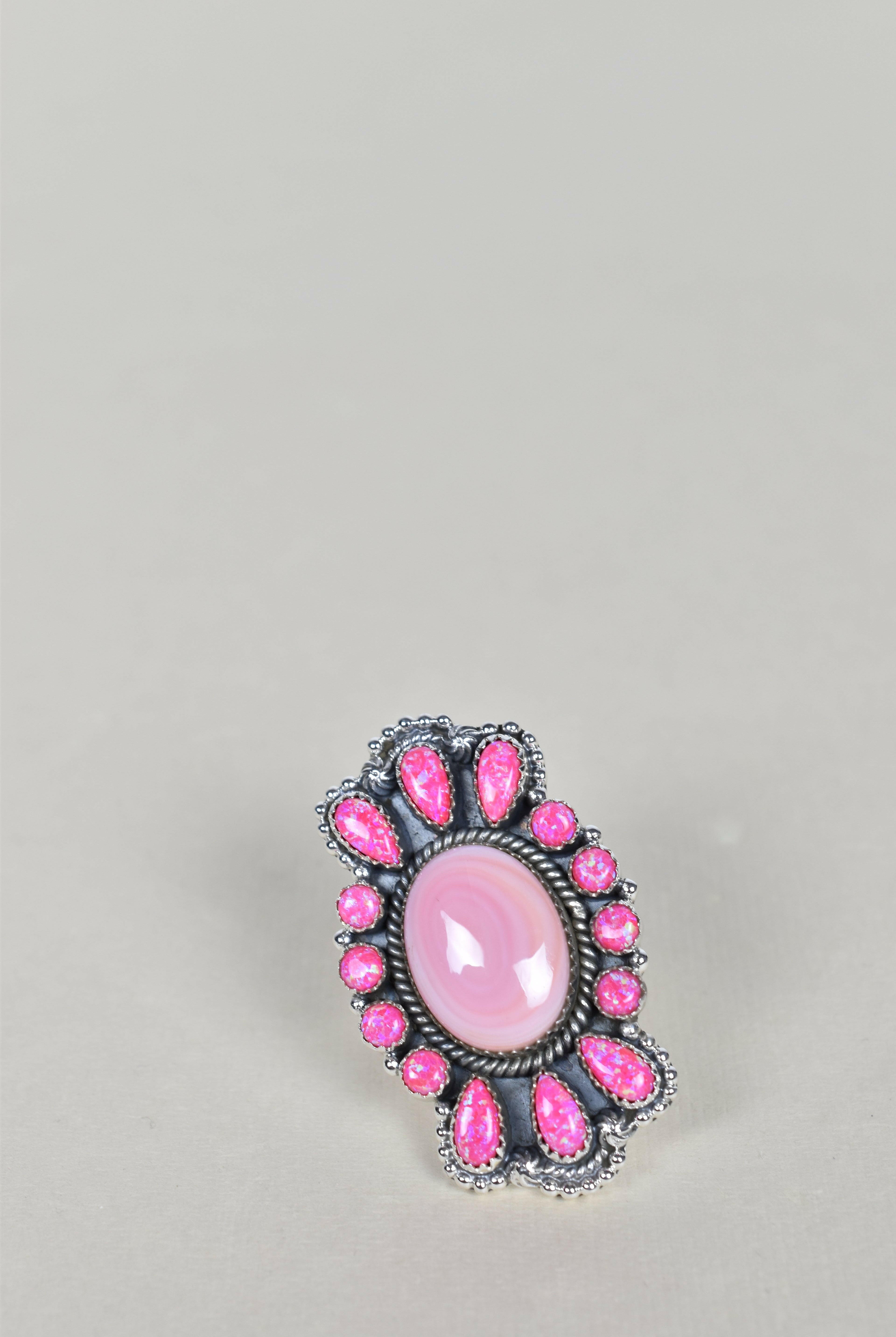 Pink Conch & Neon Pink Opal One of A Kind Ring-Crawler Rings-Krush Kandy, Women's Online Fashion Boutique Located in Phoenix, Arizona (Scottsdale Area)
