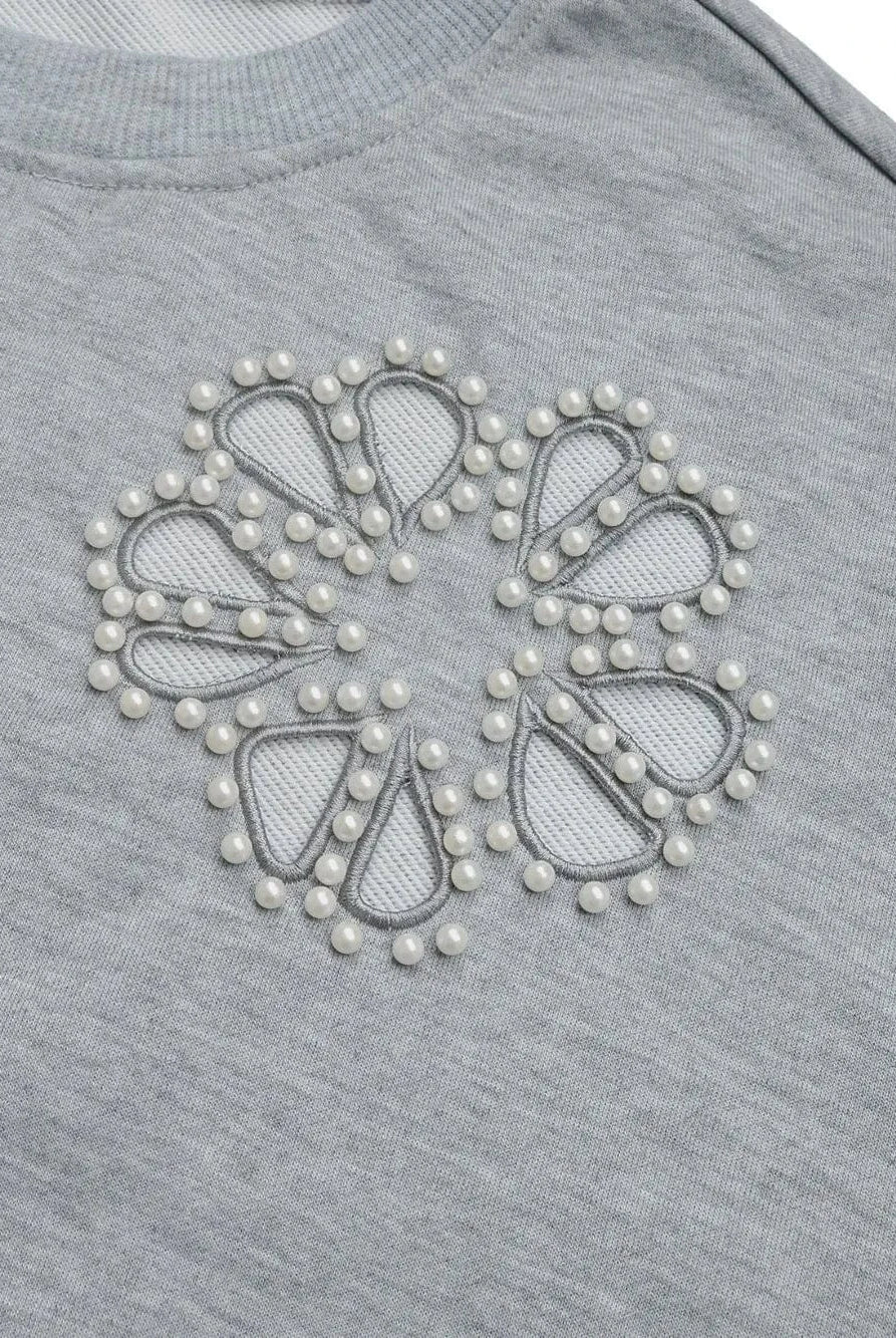 Perfee Cutout Pearl Round Neck Long Sleeve Sweatshirt-Sweaters-Krush Kandy, Women's Online Fashion Boutique Located in Phoenix, Arizona (Scottsdale Area)