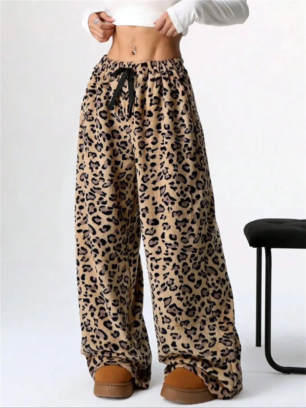 Leopard Wide Leg Plush Pants-Pants-Krush Kandy, Women's Online Fashion Boutique Located in Phoenix, Arizona (Scottsdale Area)