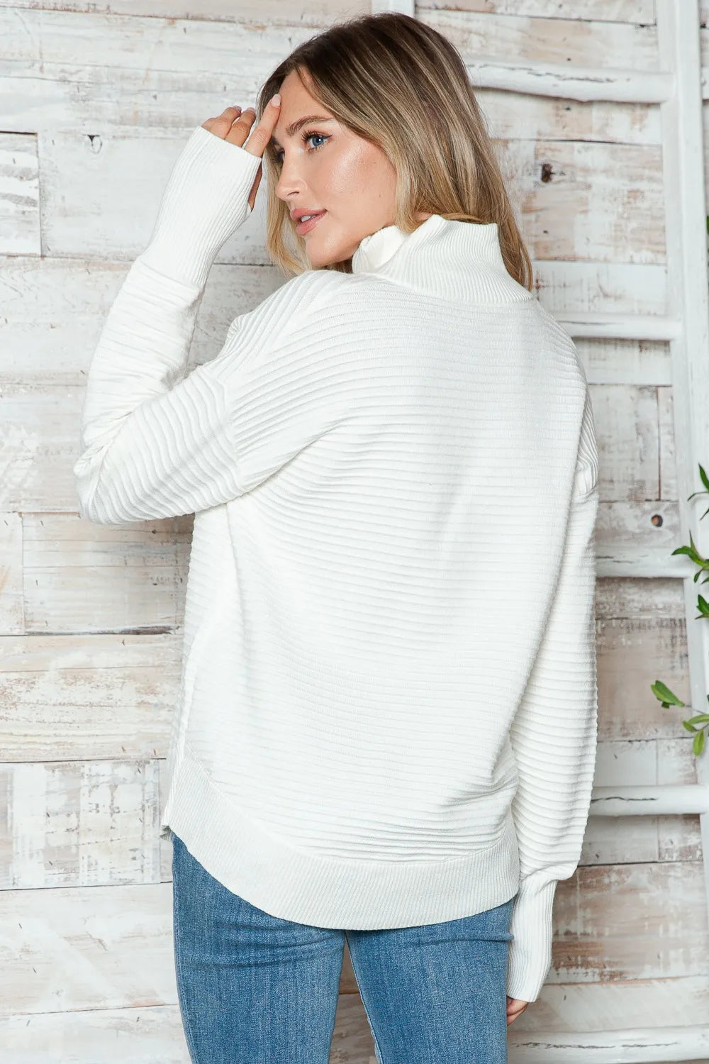 Half Zip Long Sleeve Knit Top-Sweaters-Krush Kandy, Women's Online Fashion Boutique Located in Phoenix, Arizona (Scottsdale Area)