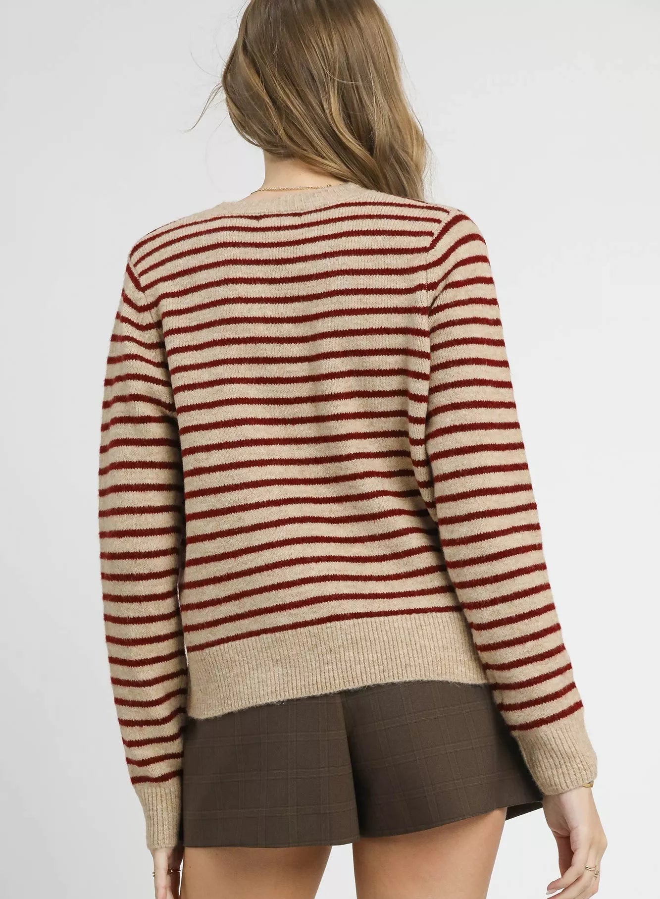 Umgee Striped Button-Up Knit Cardigan-Cardigans-Krush Kandy, Women's Online Fashion Boutique Located in Phoenix, Arizona (Scottsdale Area)