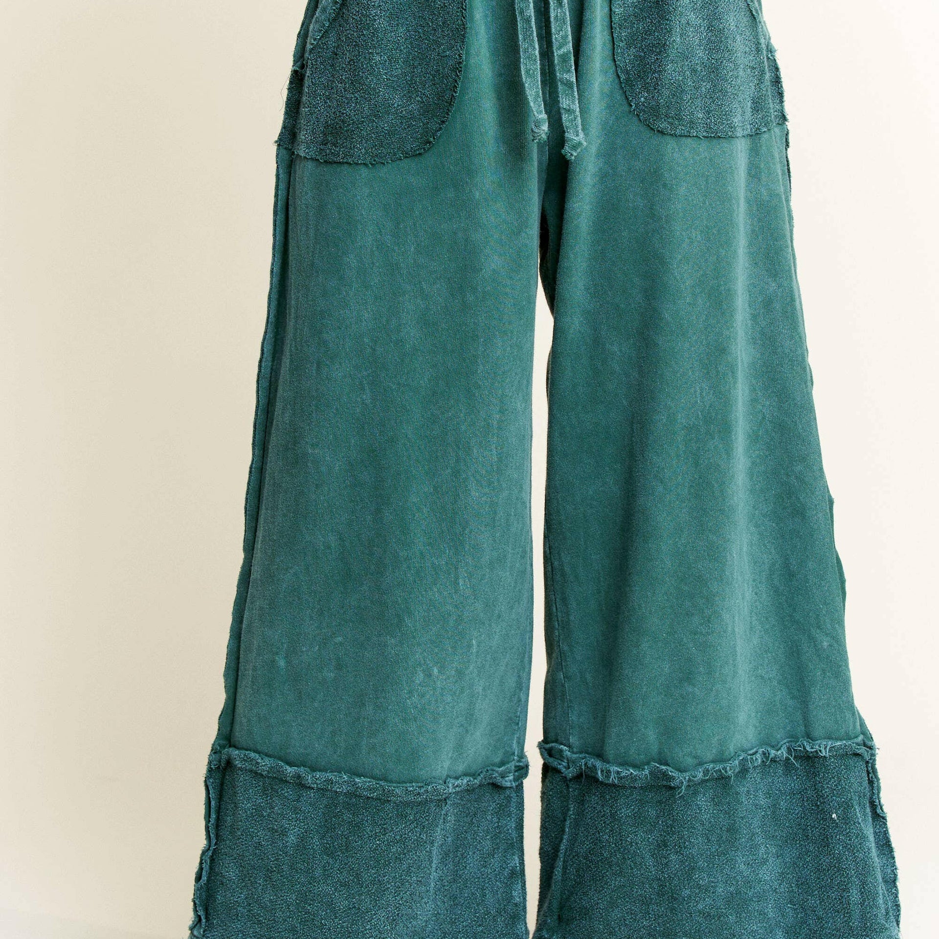 J.HER Mineral Wash Wide Pants with Raw Hem Frayed Details-Pants-Krush Kandy, Women's Online Fashion Boutique Located in Phoenix, Arizona (Scottsdale Area)