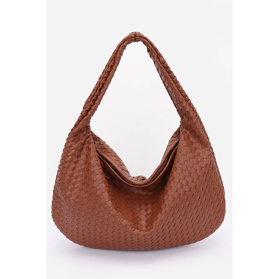 Faux Leather Braided Shoulder Bag-Purses & Bags-Krush Kandy, Women's Online Fashion Boutique Located in Phoenix, Arizona (Scottsdale Area)