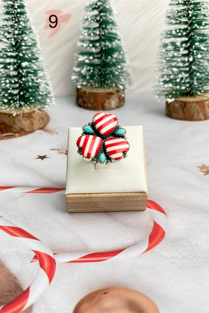 Holly Jolly Red & White Christmas Rings-Rings-Krush Kandy, Women's Online Fashion Boutique Located in Phoenix, Arizona (Scottsdale Area)