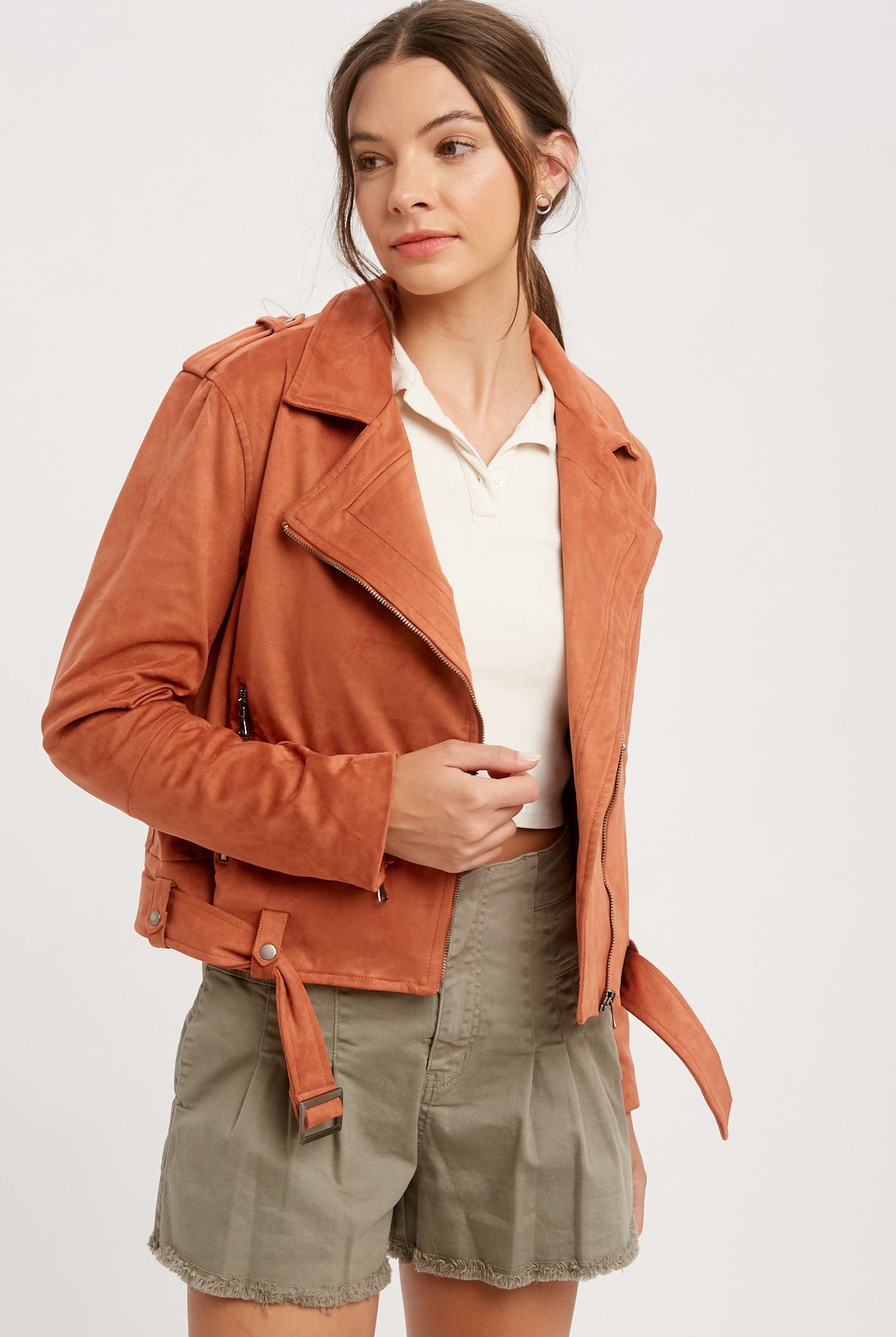 Oversized Faux Suede Biker Jacket-Jackets-Krush Kandy, Women's Online Fashion Boutique Located in Phoenix, Arizona (Scottsdale Area)