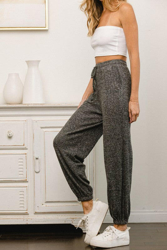 Washed Ribbed Drawstring Jogger-Pants-Krush Kandy, Women's Online Fashion Boutique Located in Phoenix, Arizona (Scottsdale Area)