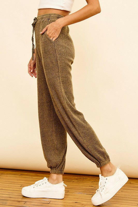 Washed Ribbed Drawstring Jogger-Pants-Krush Kandy, Women's Online Fashion Boutique Located in Phoenix, Arizona (Scottsdale Area)