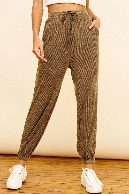 Washed Ribbed Drawstring Jogger-Pants-Krush Kandy, Women's Online Fashion Boutique Located in Phoenix, Arizona (Scottsdale Area)