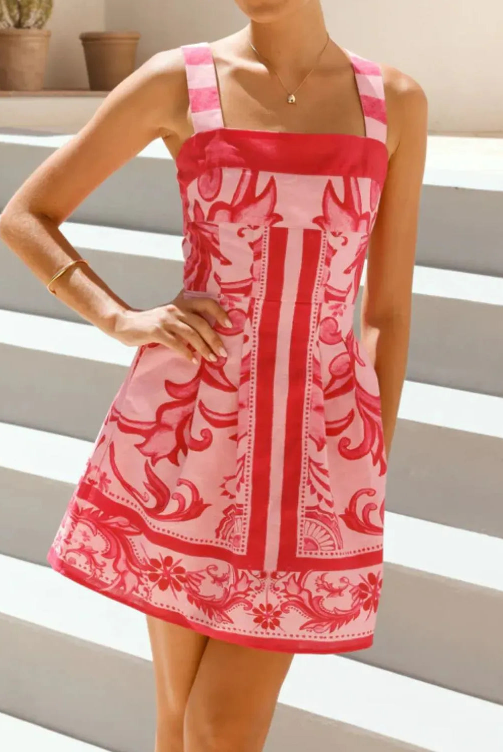 Printed Square Neck Midi Dress-Dresses-Krush Kandy, Women's Online Fashion Boutique Located in Phoenix, Arizona (Scottsdale Area)