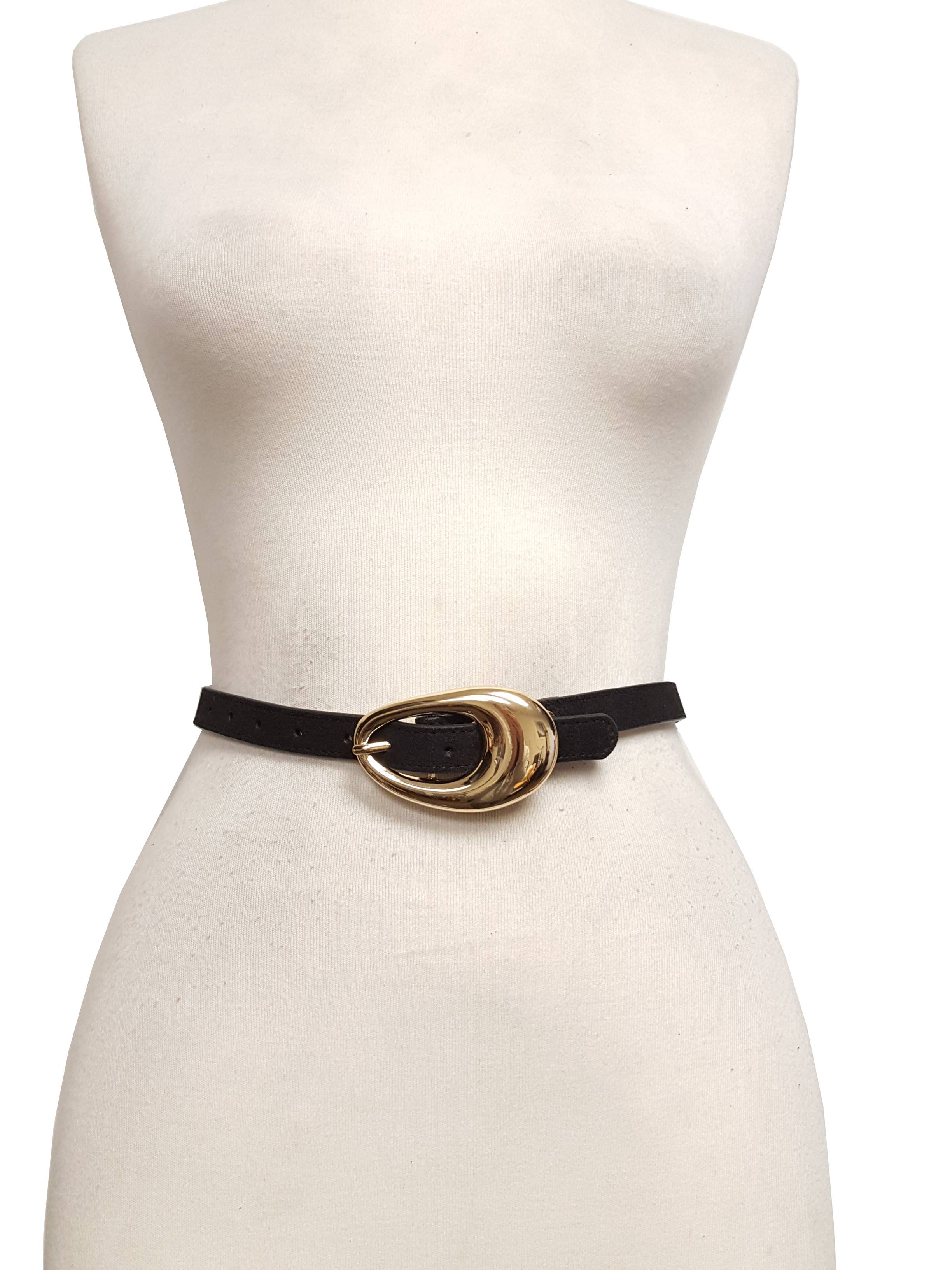 Genuine Suede Belt with Gold Tear Drop Buckle-Belts-Krush Kandy, Women's Online Fashion Boutique Located in Phoenix, Arizona (Scottsdale Area)