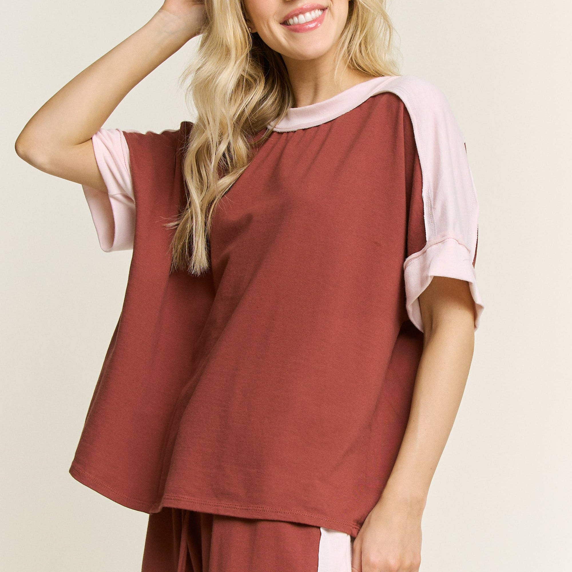 J.Her Washed Contrast Side Spring Top