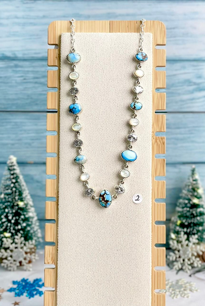 Ice Cold Golden Hills, White Shell & Crystal Necklace-Necklaces-Krush Kandy, Women's Online Fashion Boutique Located in Phoenix, Arizona (Scottsdale Area)