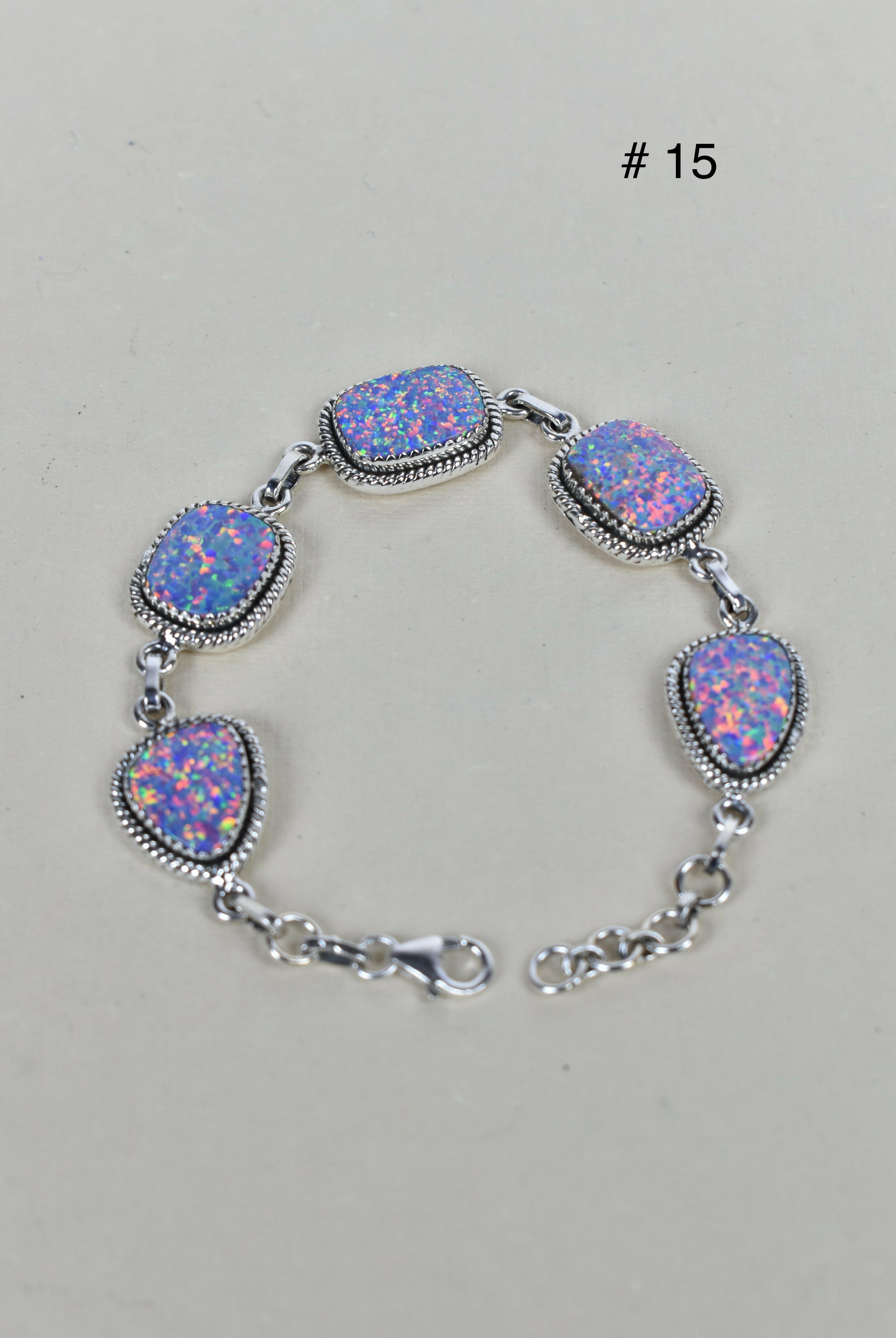 ONE OF A KIND STERLING SILVER 5 STONE BRACELET-Gemstone Bracelets-Krush Kandy, Women's Online Fashion Boutique Located in Phoenix, Arizona (Scottsdale Area)