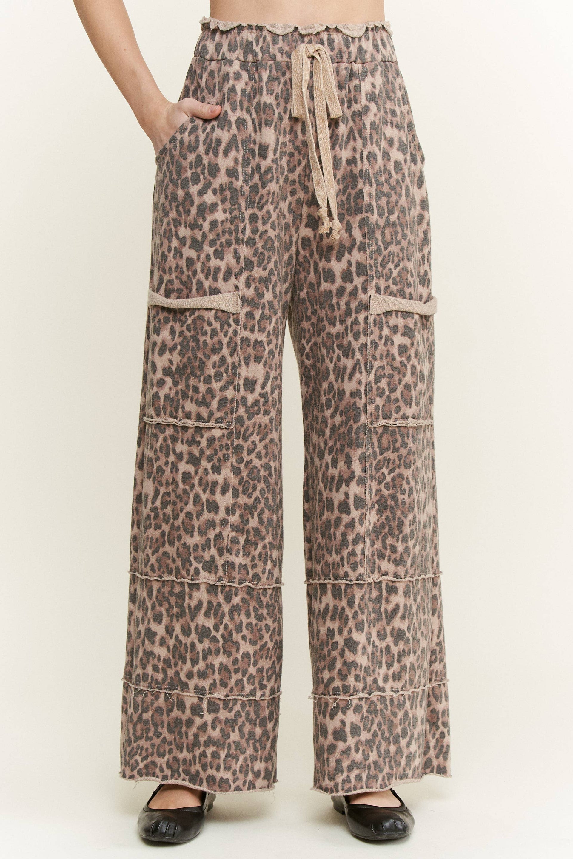 Mineral Washed Animal Leopard Wide Leg Pants-Pants-Krush Kandy, Women's Online Fashion Boutique Located in Phoenix, Arizona (Scottsdale Area)
