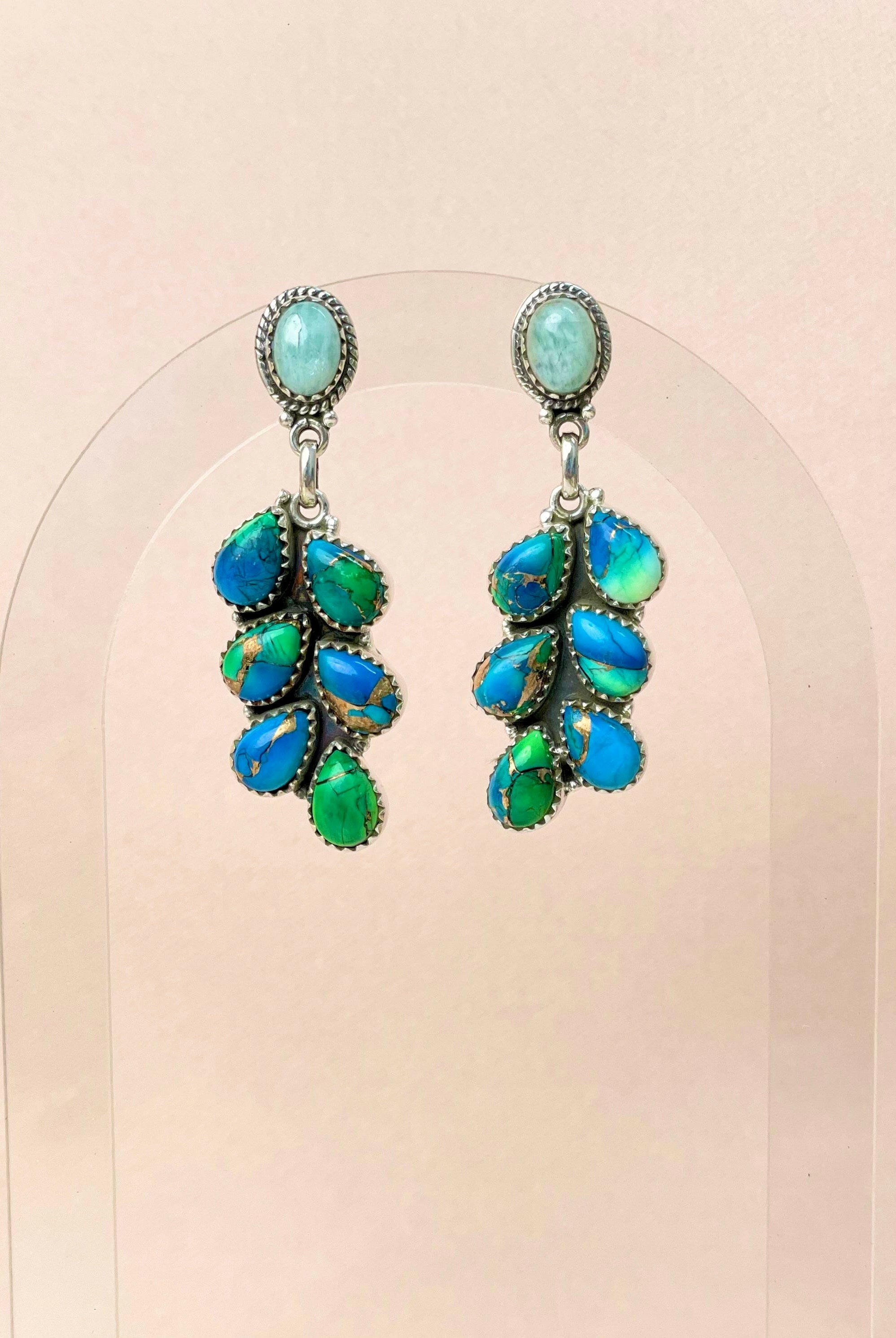 Prairie Petals Western Peacock Bloom Earrings-Earrings-Krush Kandy, Women's Online Fashion Boutique Located in Phoenix, Arizona (Scottsdale Area)