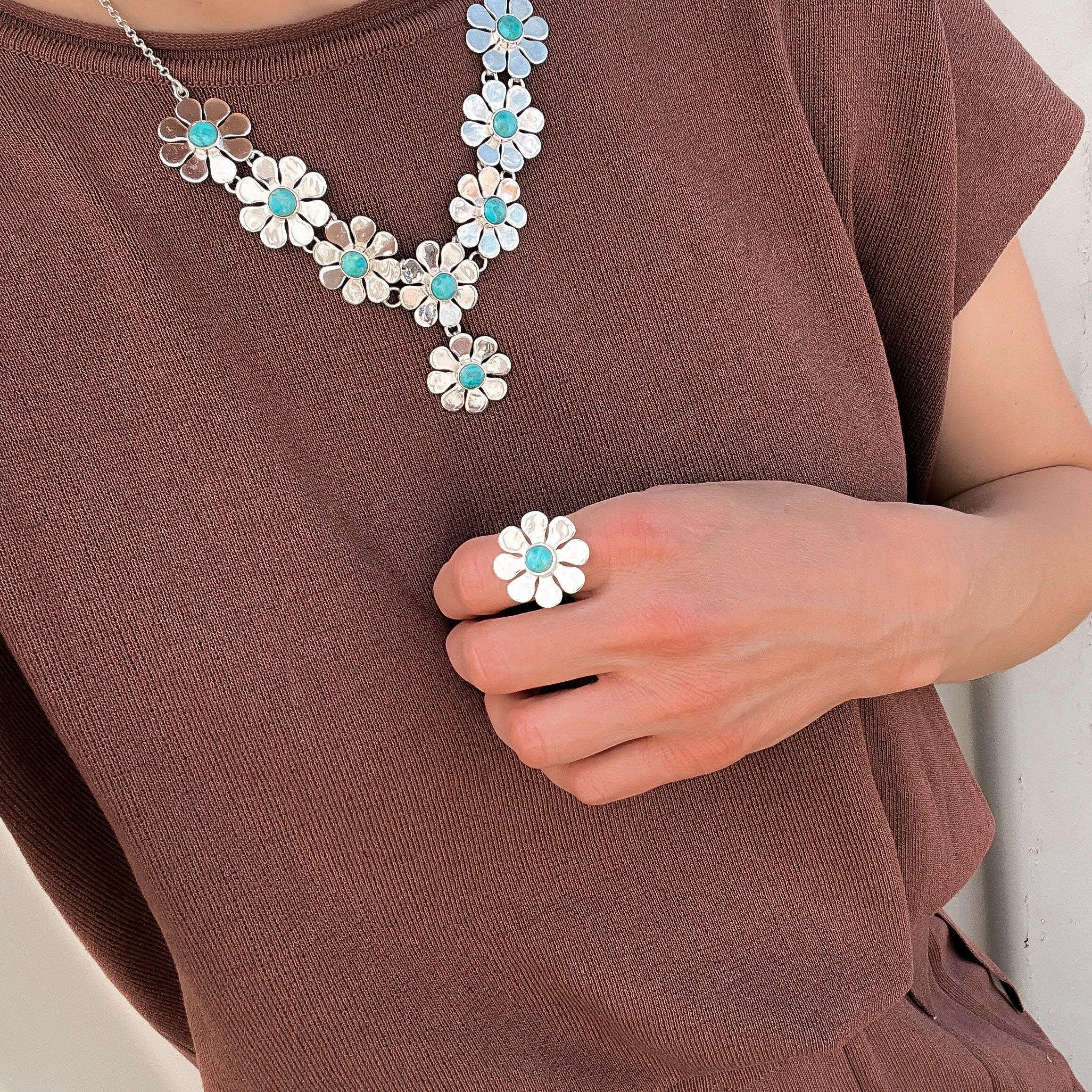 Flower Power Necklace, Ring & Pendant-Pendant Necklaces-Krush Kandy, Women's Online Fashion Boutique Located in Phoenix, Arizona (Scottsdale Area)